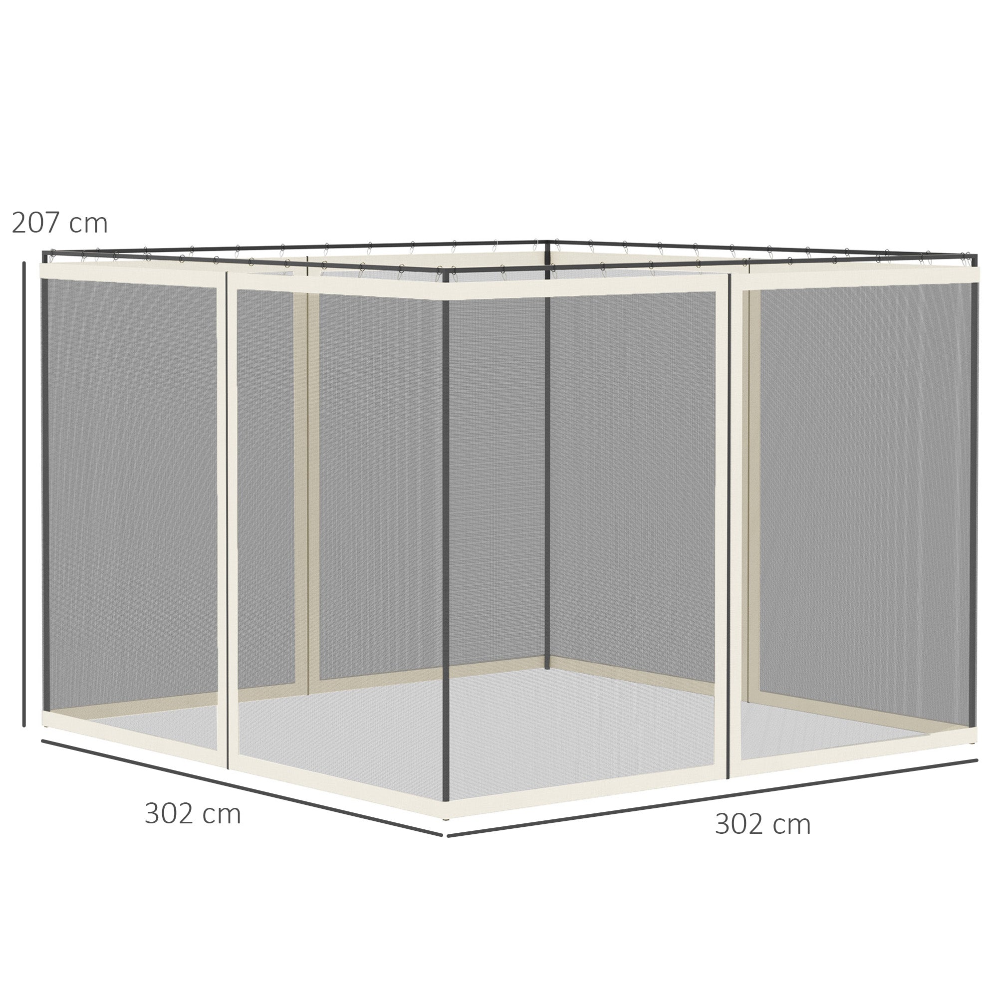 Outsunny 302 x 207cm Universal Replacement Mesh Sidewall Netting for Gazebos and Canopy Tents, (Sidewall Only) White - North Peak Garden Furniture