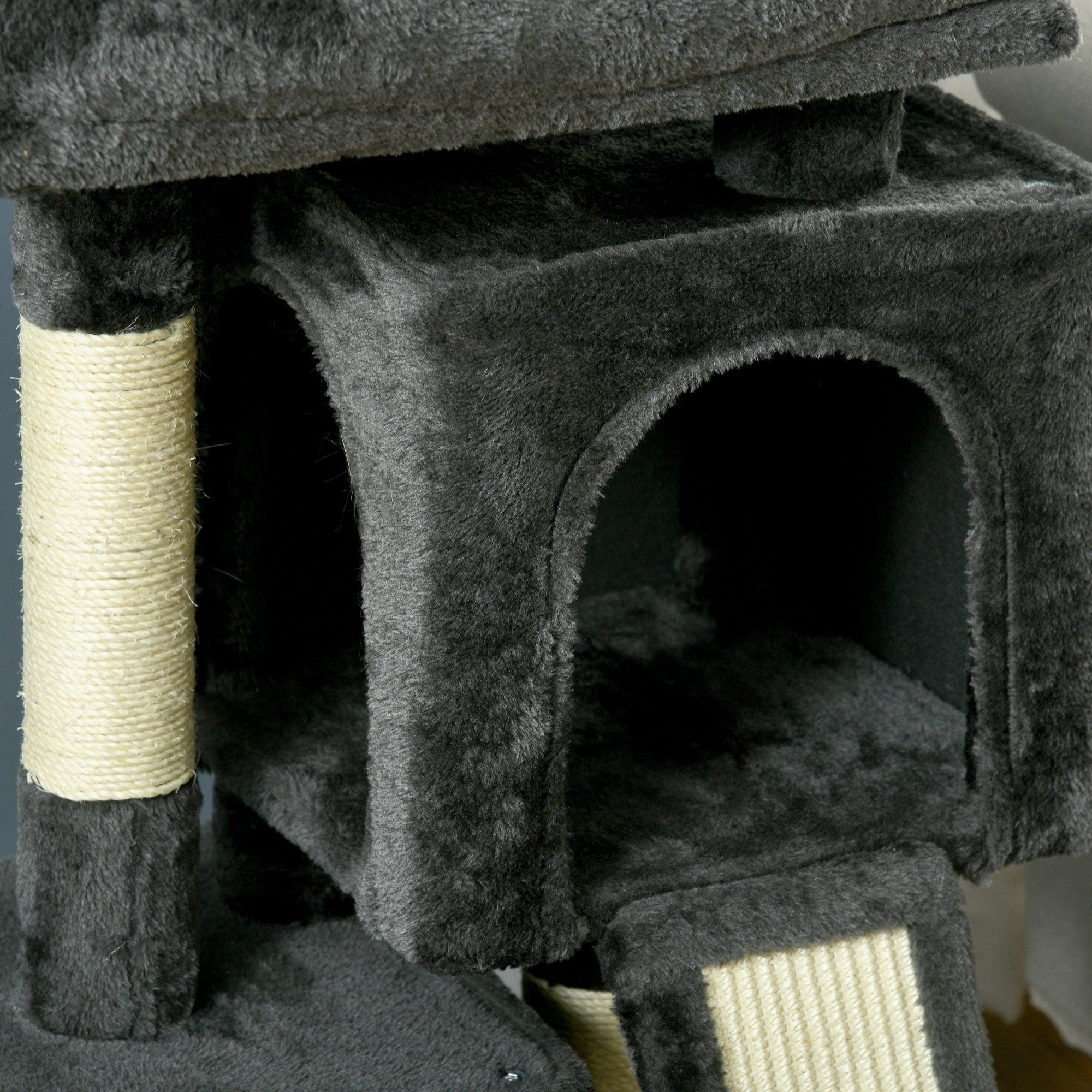 PawHut Cat Tree for Indoor Cats 83cm Cat Scratching Post Scratch Board Kitten Tower Climbing Frame Black - North Peak Garden Furniture
