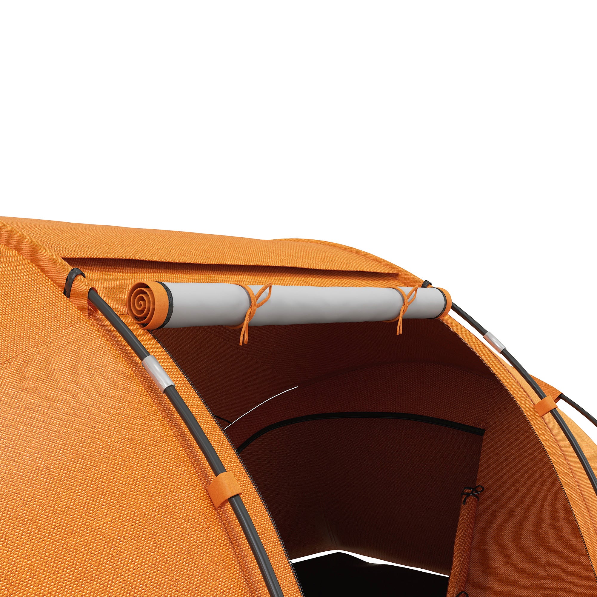 Outsunny 4-6 Man Camping Tent w/ Two Bedroom, Hiking Sun Shelter, UV Protection Tunnel Tent, Orange - North Peak Garden Furniture