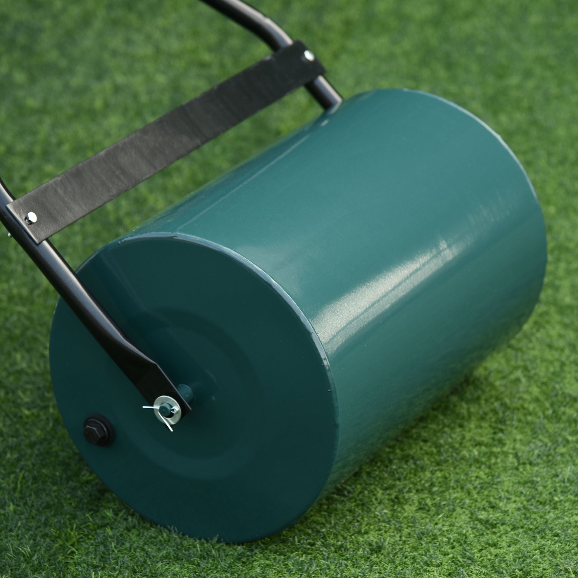 Outsunny 40L Lawn Roller Drum Scraper Bar Collapsible Handle Water or Sand Filled Φ32cm Green