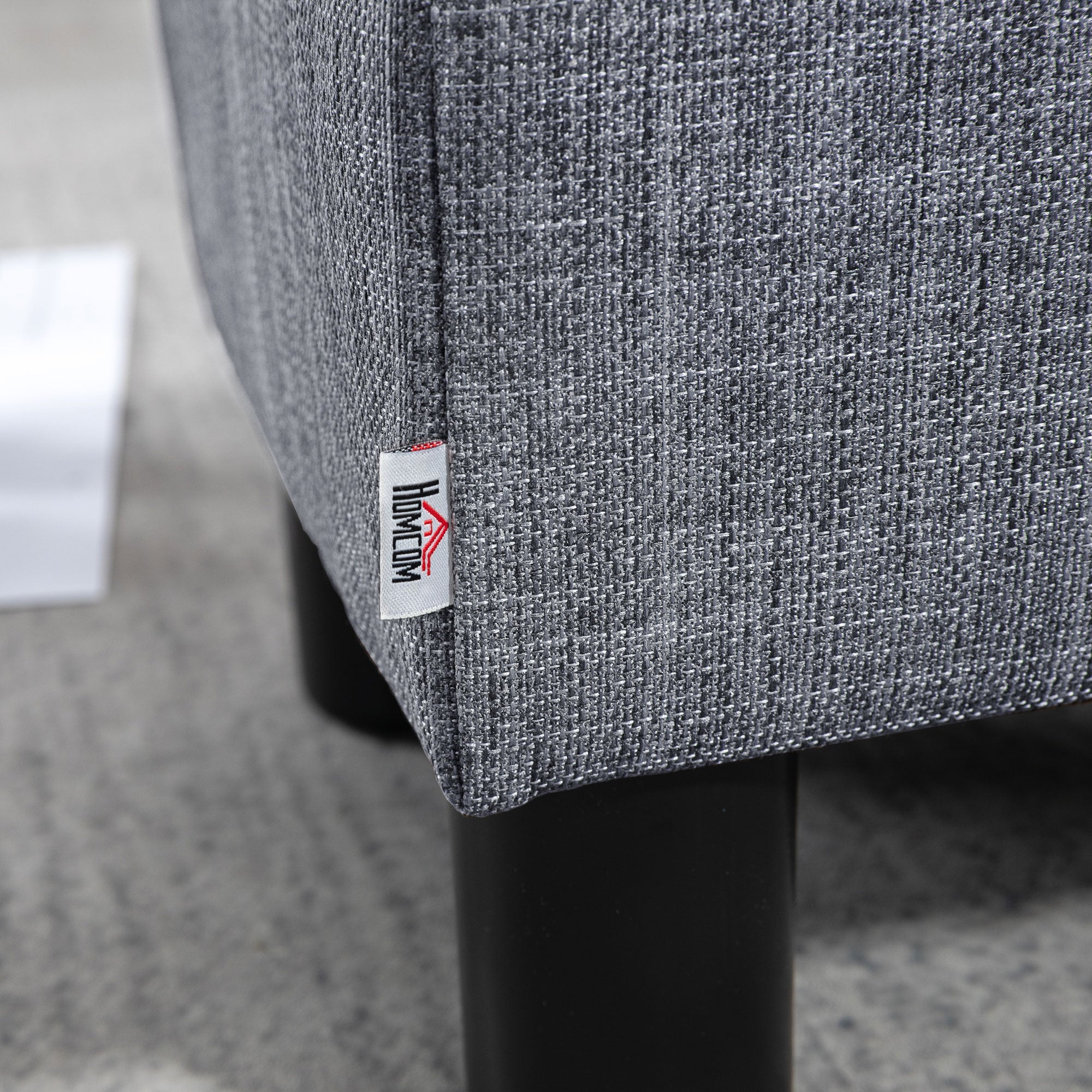 HOMCOM Linen Fabric Footstool Ottoman Cube with 4 Plastic Legs - North Peak Garden Furniture