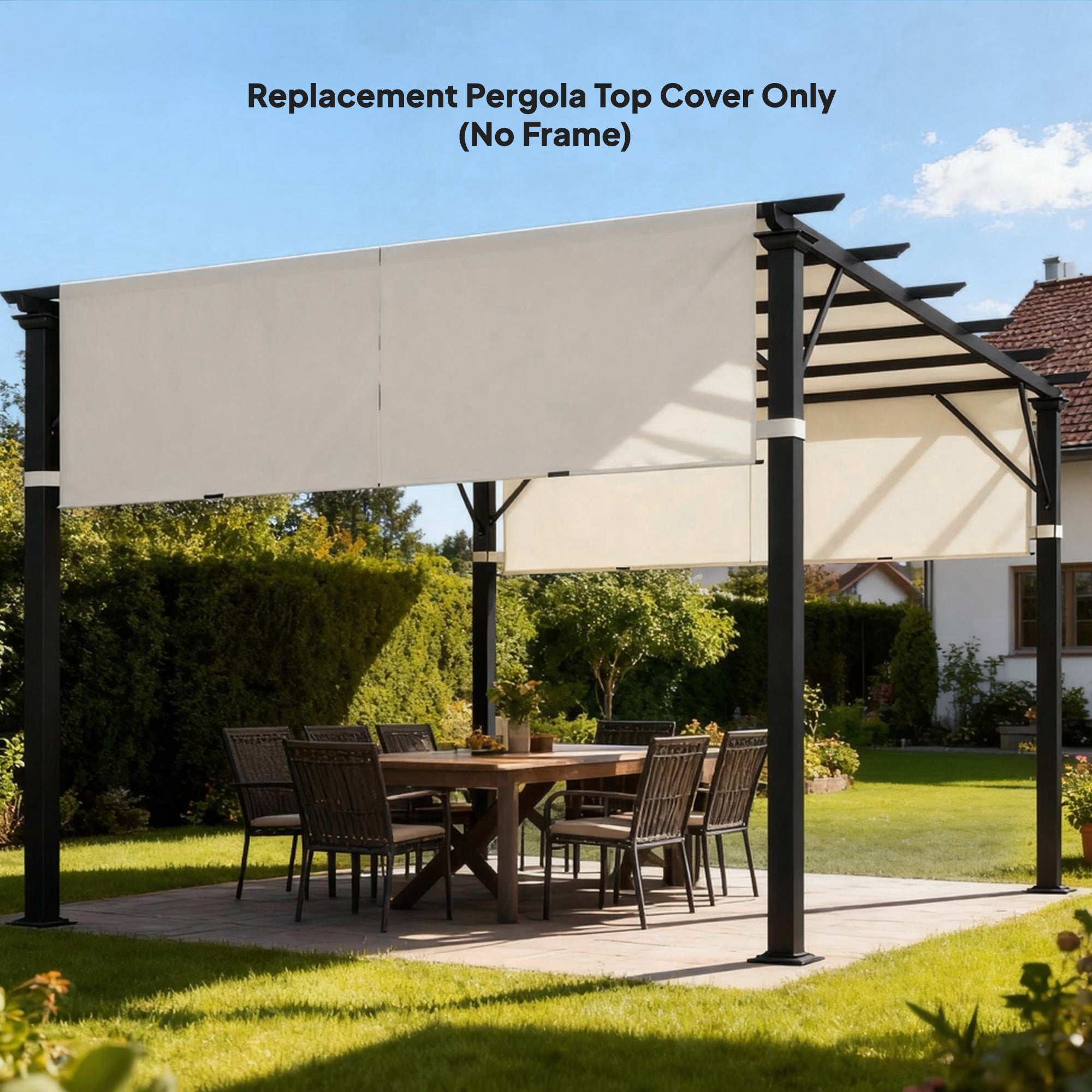 Outsunny 2 Pcs UV Protection Pergola Replacement Canopy, Pergola Shade Cover, Easy to Install, for 3 x 3(m) Pergola, Cream White