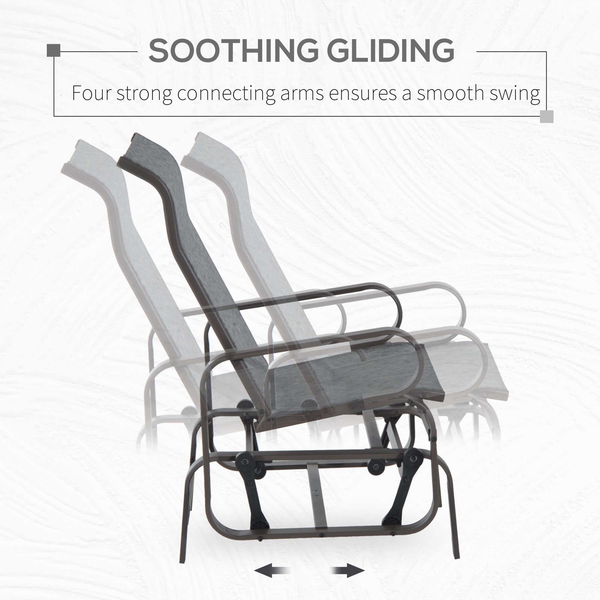 Outsunny Outdoor Gliding Rocking Chair with Sturdy Metal Frame Garden Comfortable Swing Chair, Grey & Brown