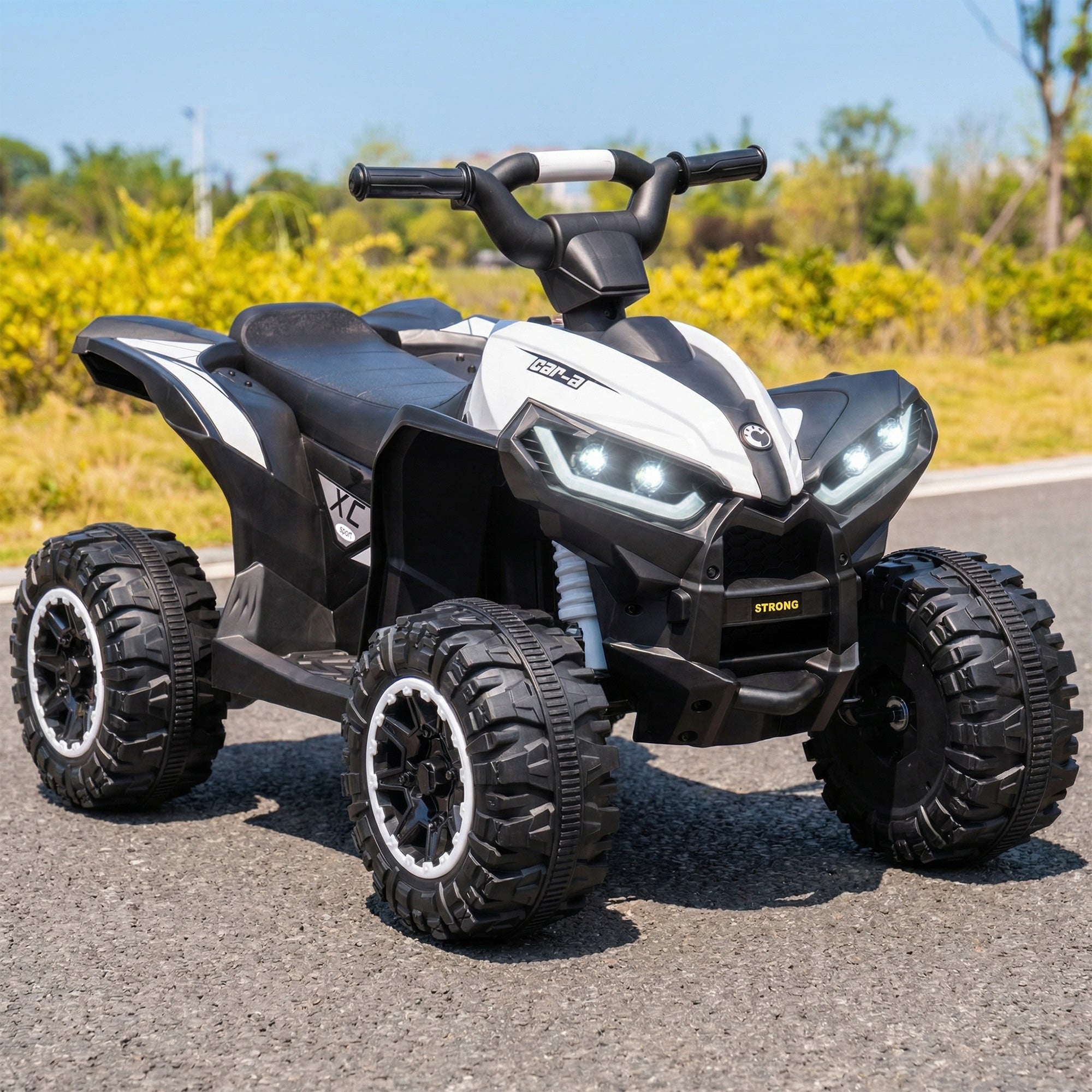 HOMCOM 12V Ride-On Quad Bike w/ Music, Horn, for Ages 3-5 Years - White