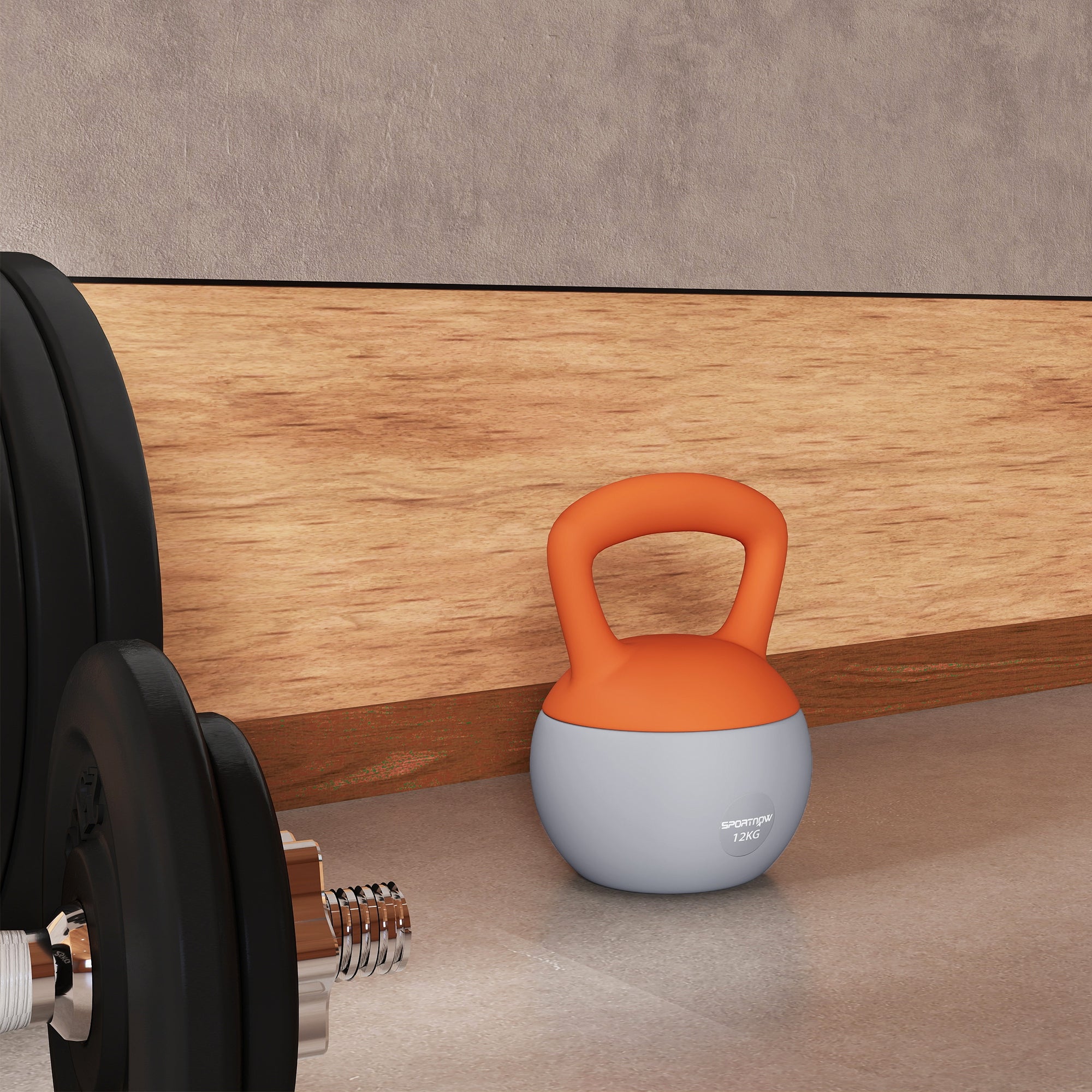 SPORTNOW 12KG Soft Kettlebell, Kettlebell with Non-Slip Handle for Home Gym, Weight Lifting, Strength Training, Orange/Grey - North Peak Garden Furniture