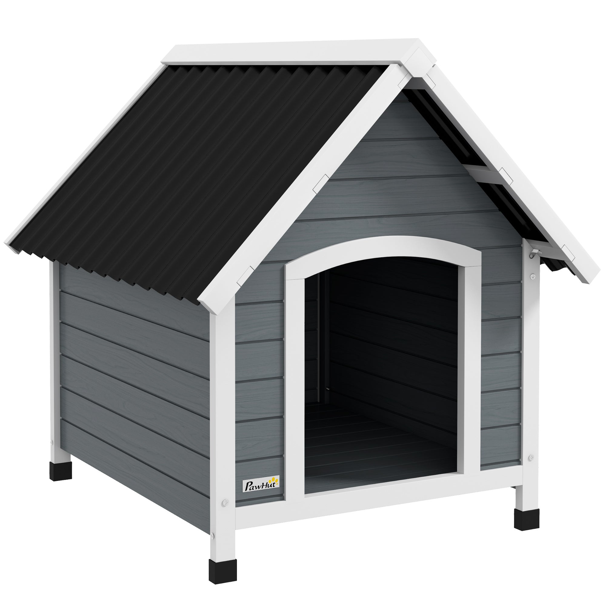 PawHut Outdoor Dog Kennel, Wooden Dog House, with Removable Floor, Anti-Corrosion Wood, for Medium Dogs, 82H x 75W x 88Dcm - North Peak Garden Furniture