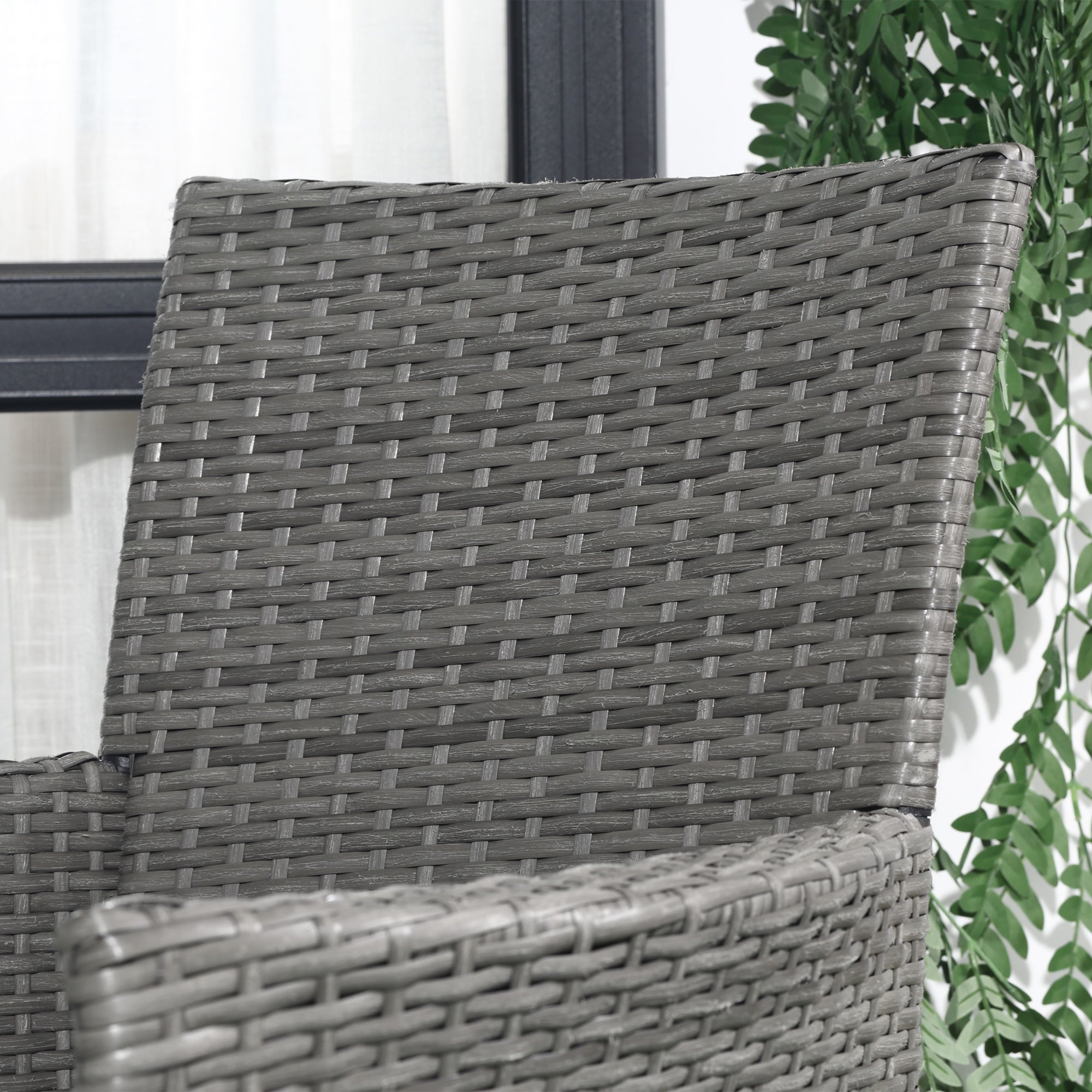 Outsunny 3 Pieces Rattan Bistro Set, Wicker Garden Furniture Set with 2-Tier Coffee Table and Chairs, Washable Cushions, for Outdoor Patio Balcony, Grey - North Peak Garden Furniture