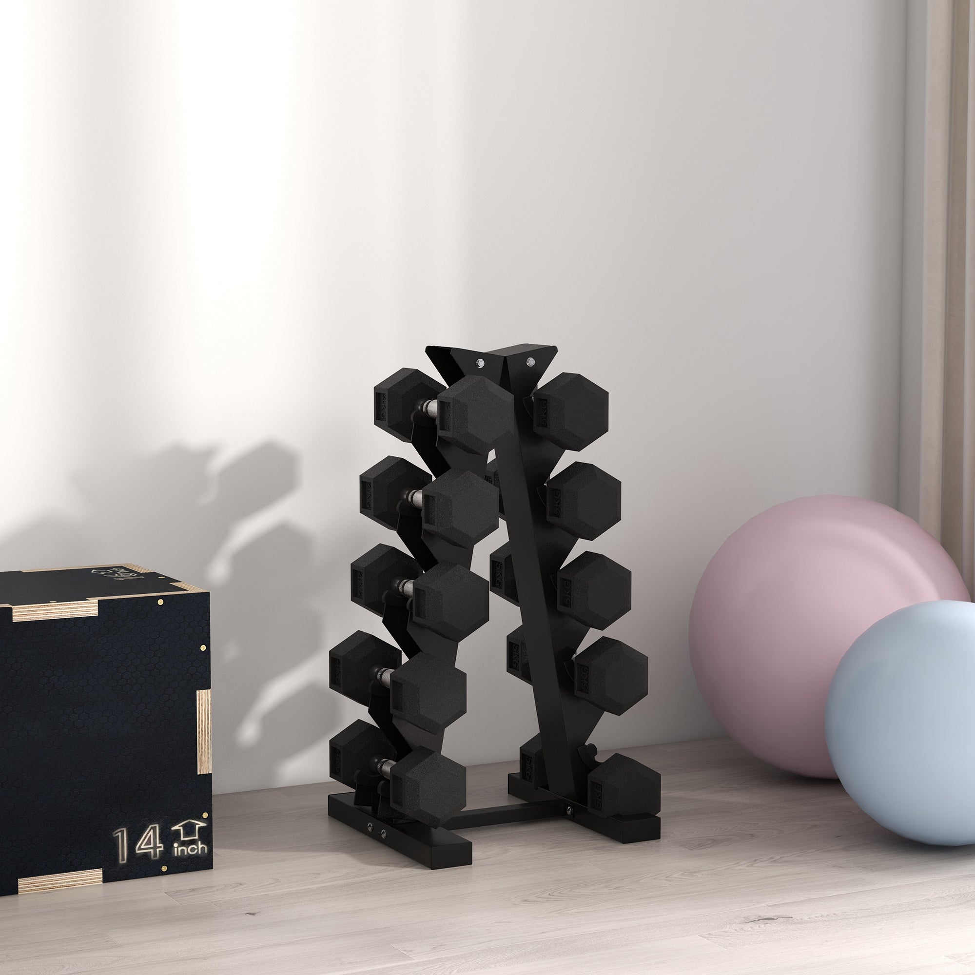 SPORTNOW Five-Tier Dumbbell Storage Rack, for Home Gym Exercise - Black - North Peak Garden Furniture