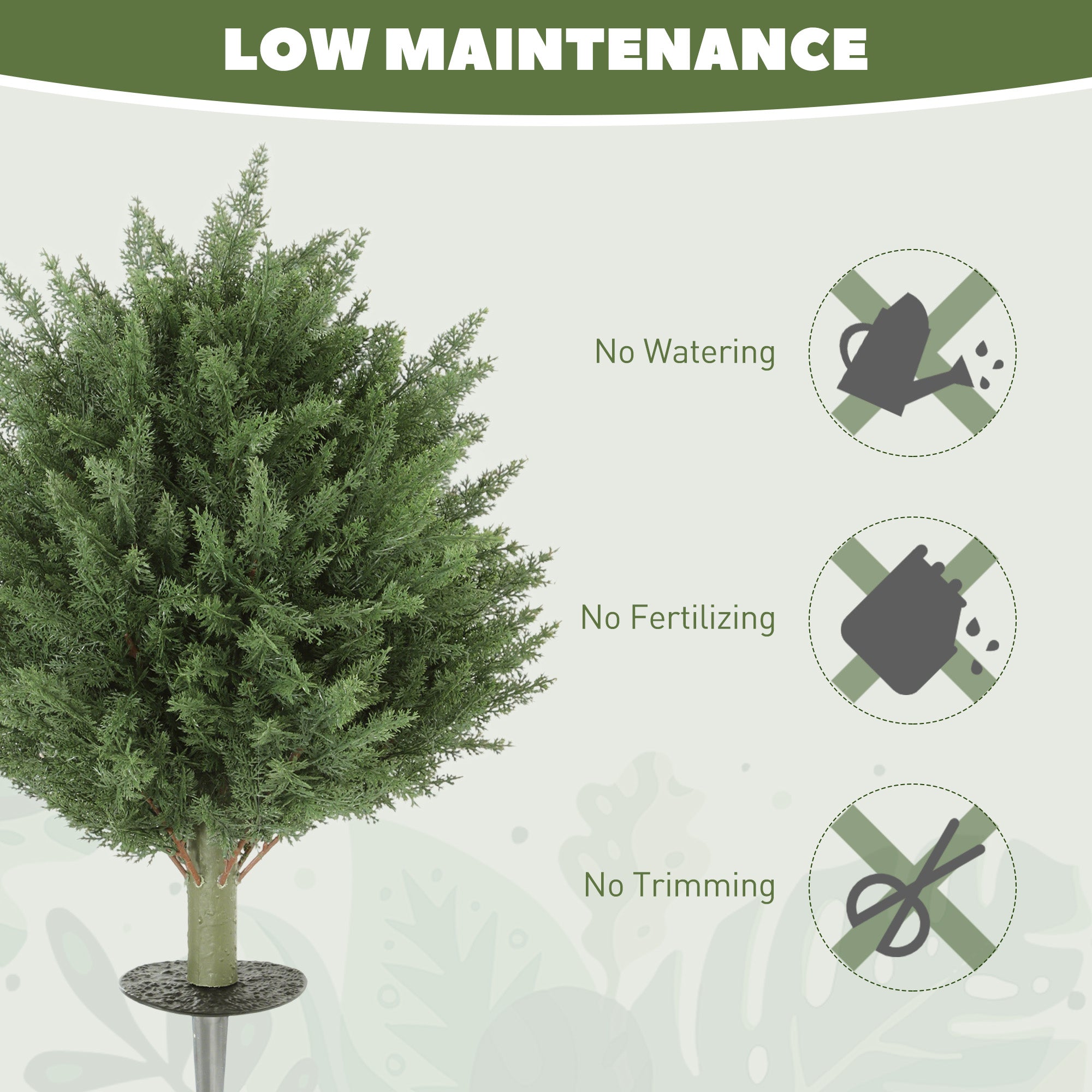 HOMCOM 60 cm Artificial Cypress Tree with Ground Stake, Set of 2 Artificial Plants for Indoor & Outdoor, UV Resistant, Green