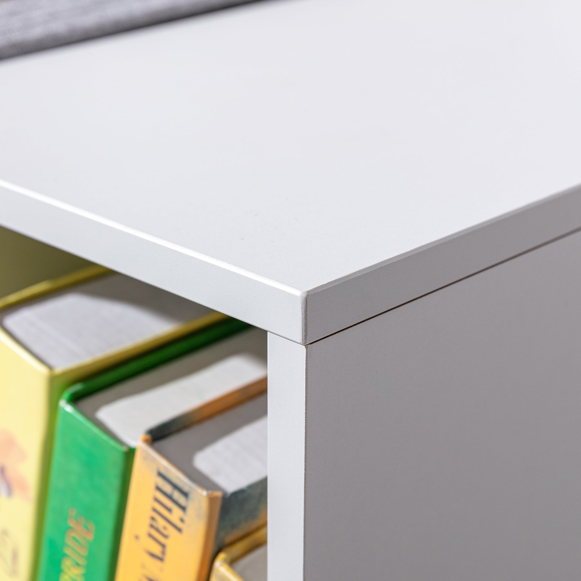 HOMCOM Kids Bookcase Shelf Storage Cabinet Unit, Living Room Sideboard w/ Six Compartments for Toys, Books - Grey - North Peak Garden Furniture