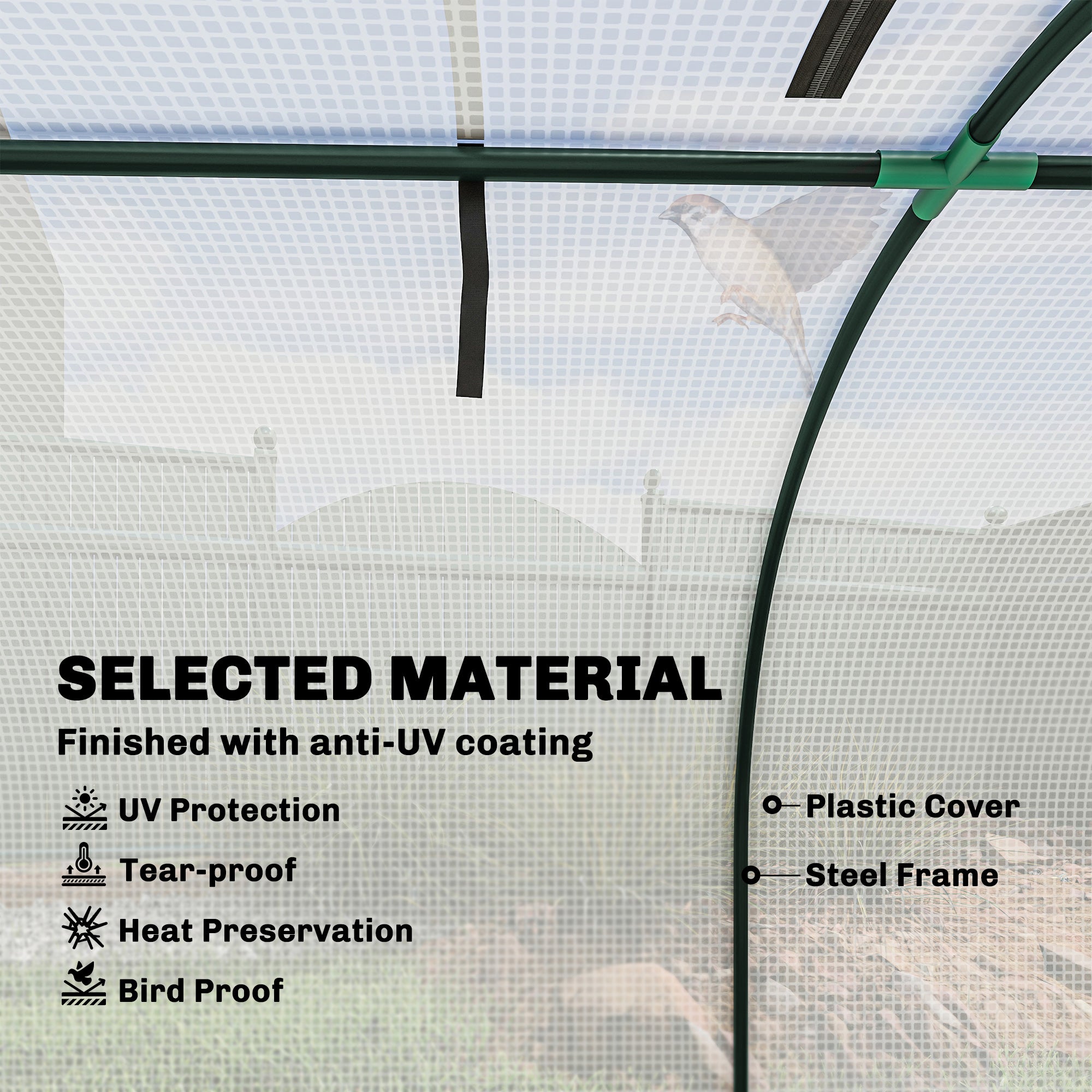 Outsunny 295  x 100 cm Low Tunnel Greenhouse - White