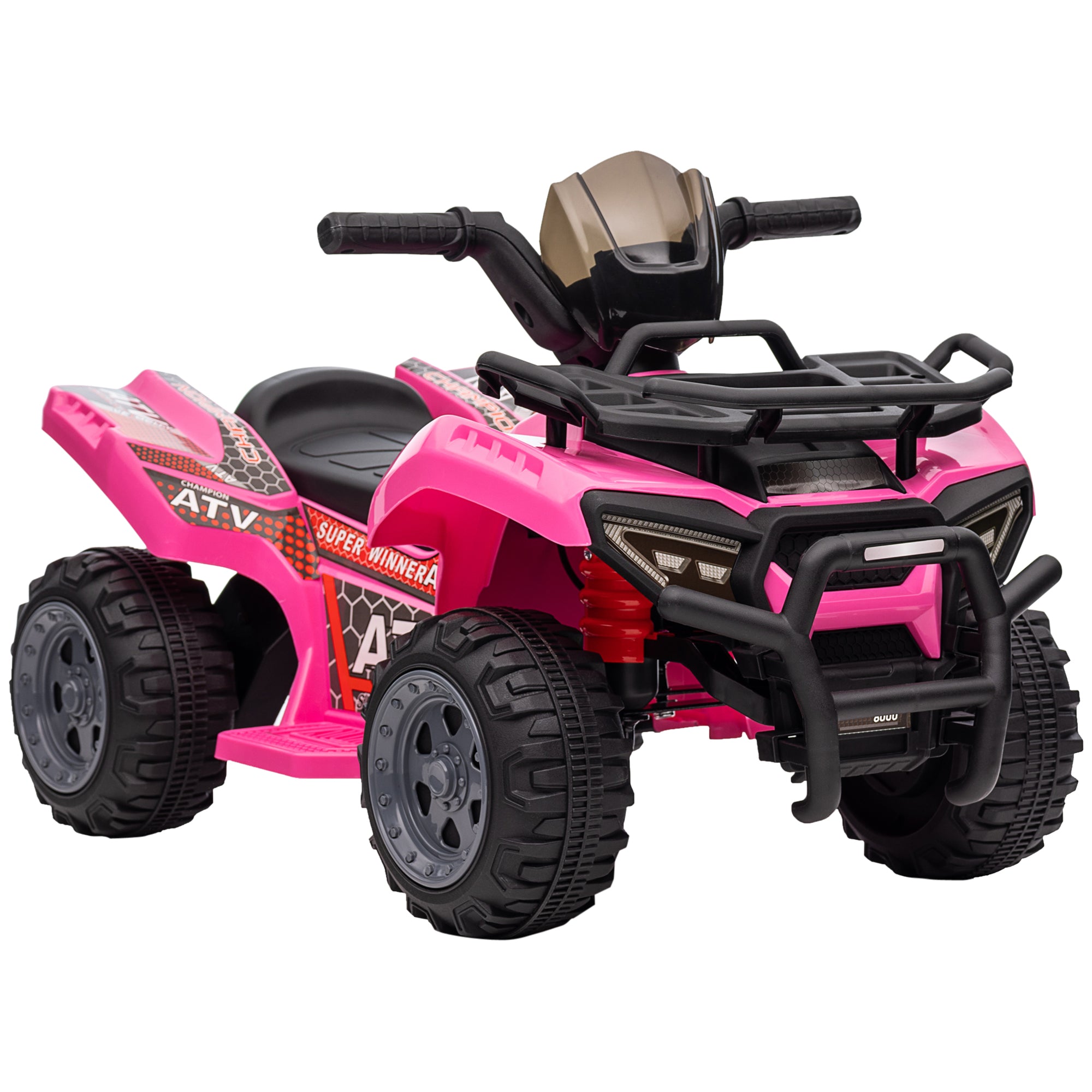 HOMCOM 6V Kids Electric Ride on Car Toddlers Quad Bike All Terrain Vehicle Toy With Music for 18-36 months Pink - North Peak Garden Furniture