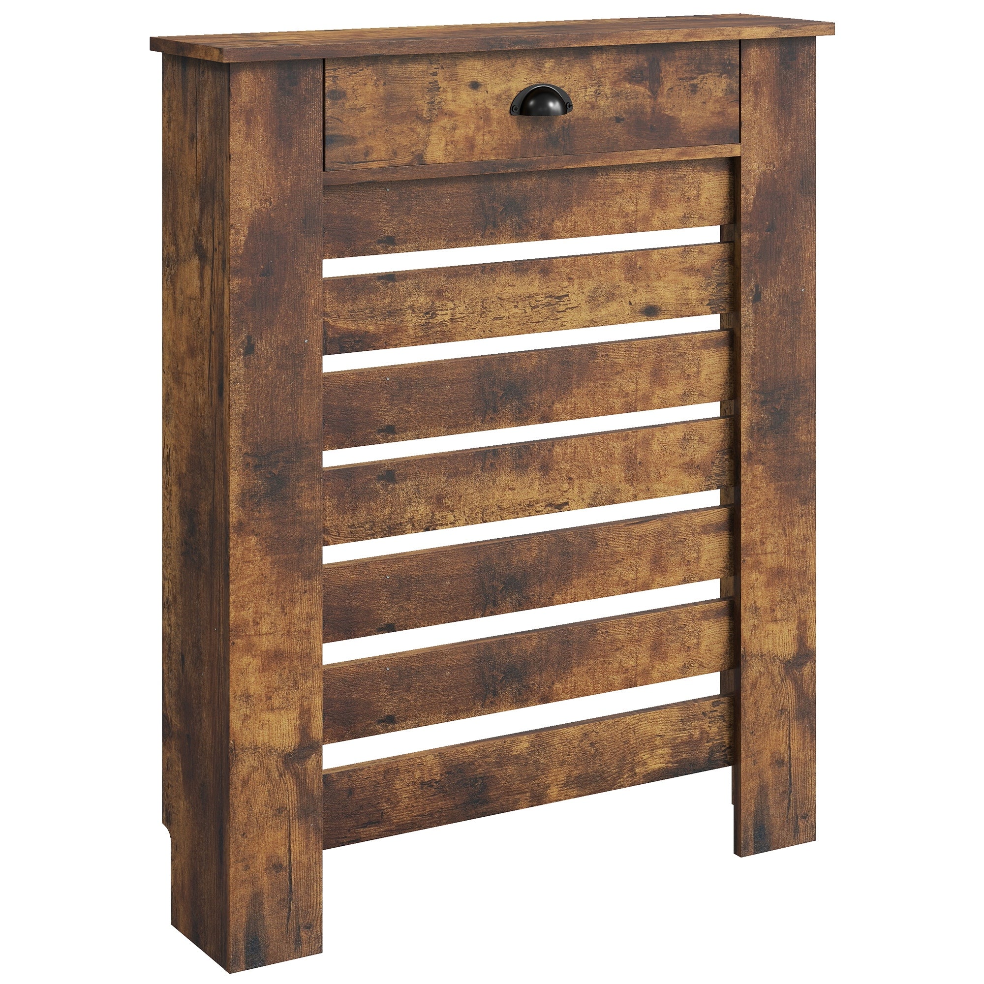 HOMCOM 95.5H x 78Wcm Radiator Cover, with Drawer - Rustic Brown