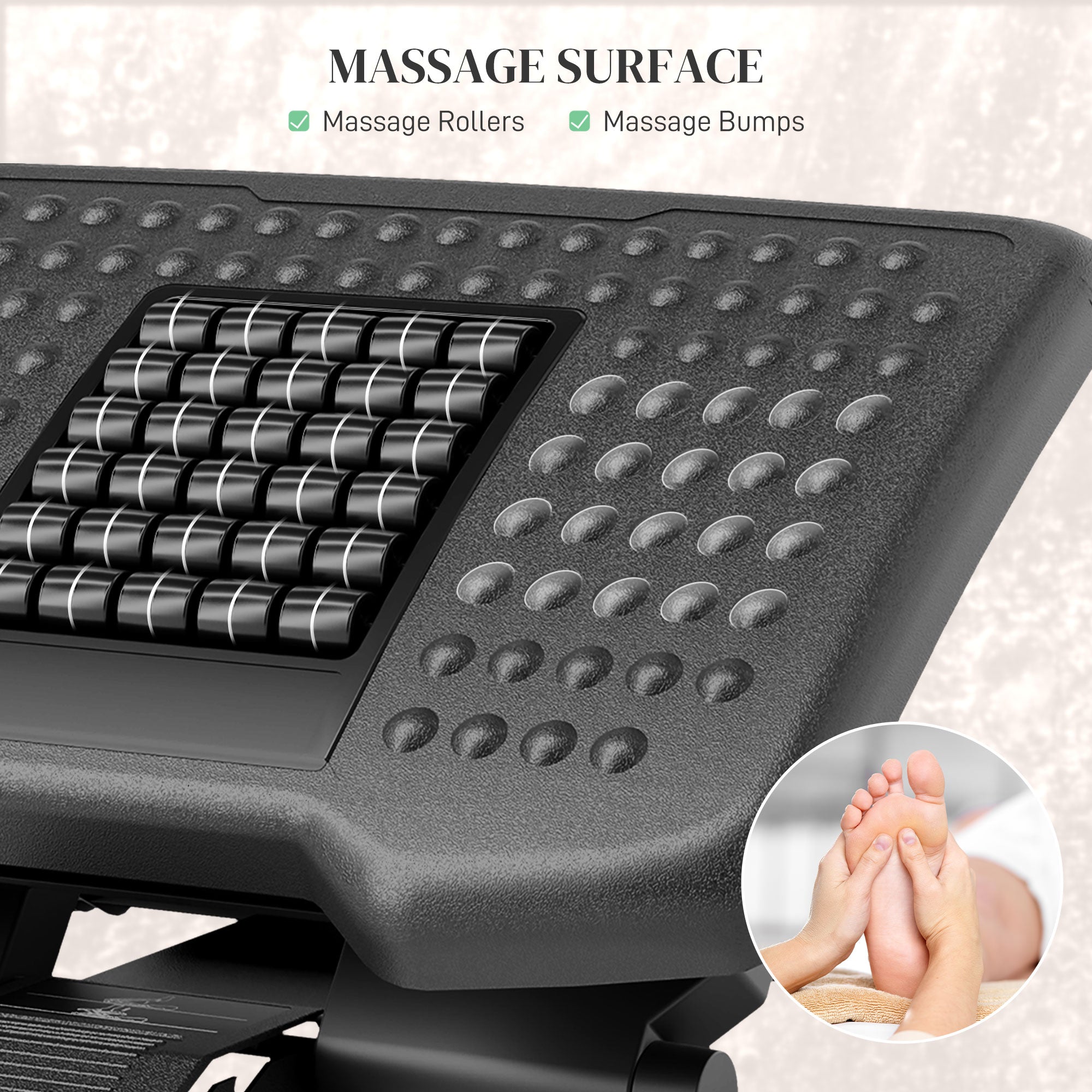 HOMCOM Three-Level, Multi-Angle Massage Footrest - Black