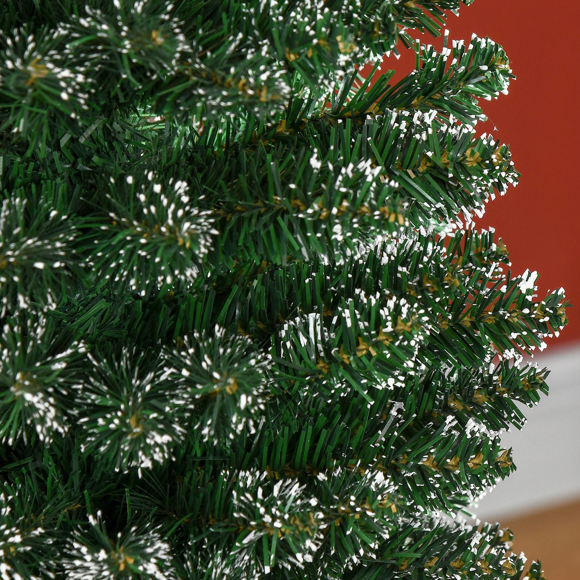 HOMCOM 5.5FT Artificial Snow Dipped Christmas Tree Xmas Pencil Tree Holiday Home Indoor Decoration with Foldable Black Stand, Green - North Peak Garden Furniture