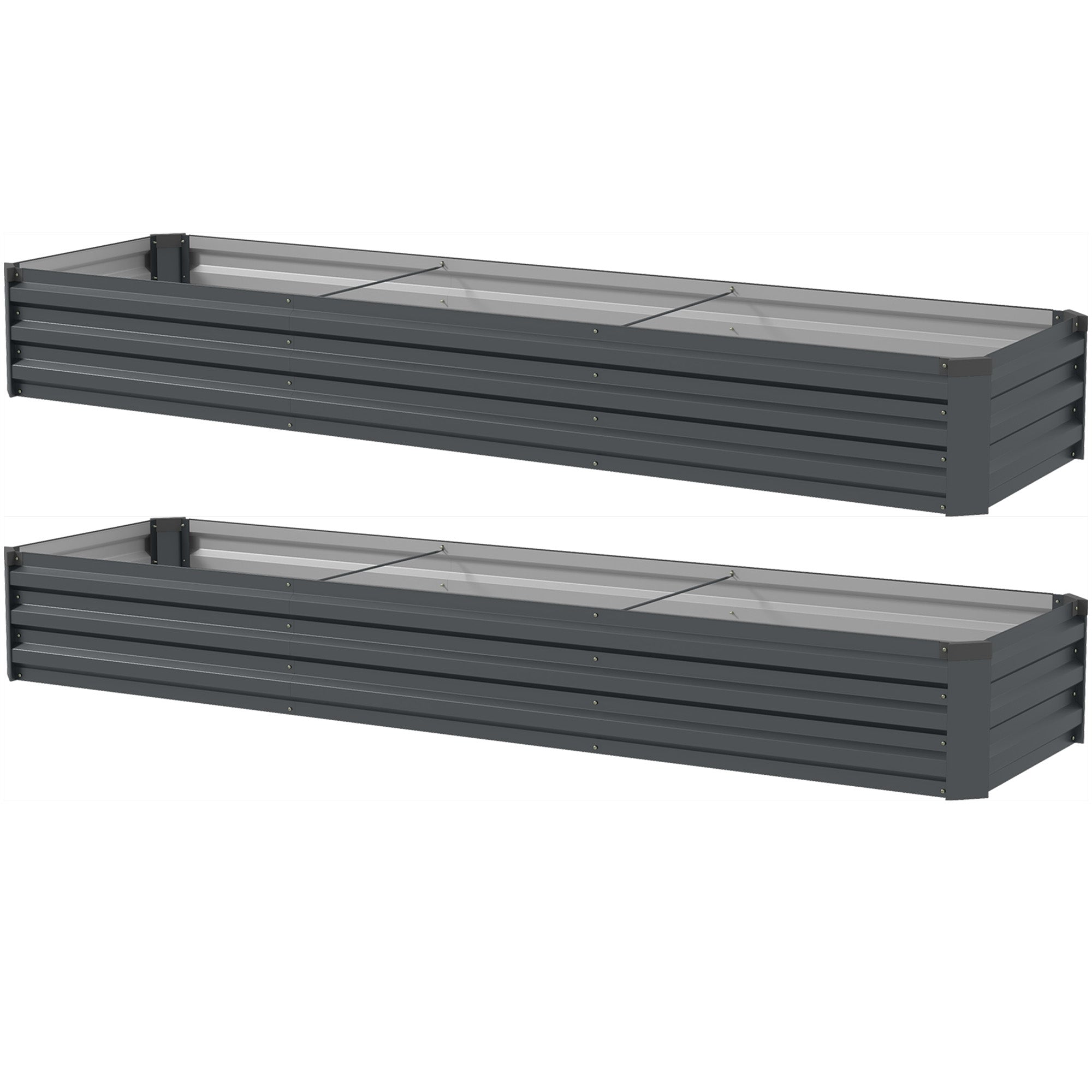Outsunny 60 x 240cm Galvanised Steel Planter, with Open Bottom, Pack of 2 - North Peak Garden Furniture