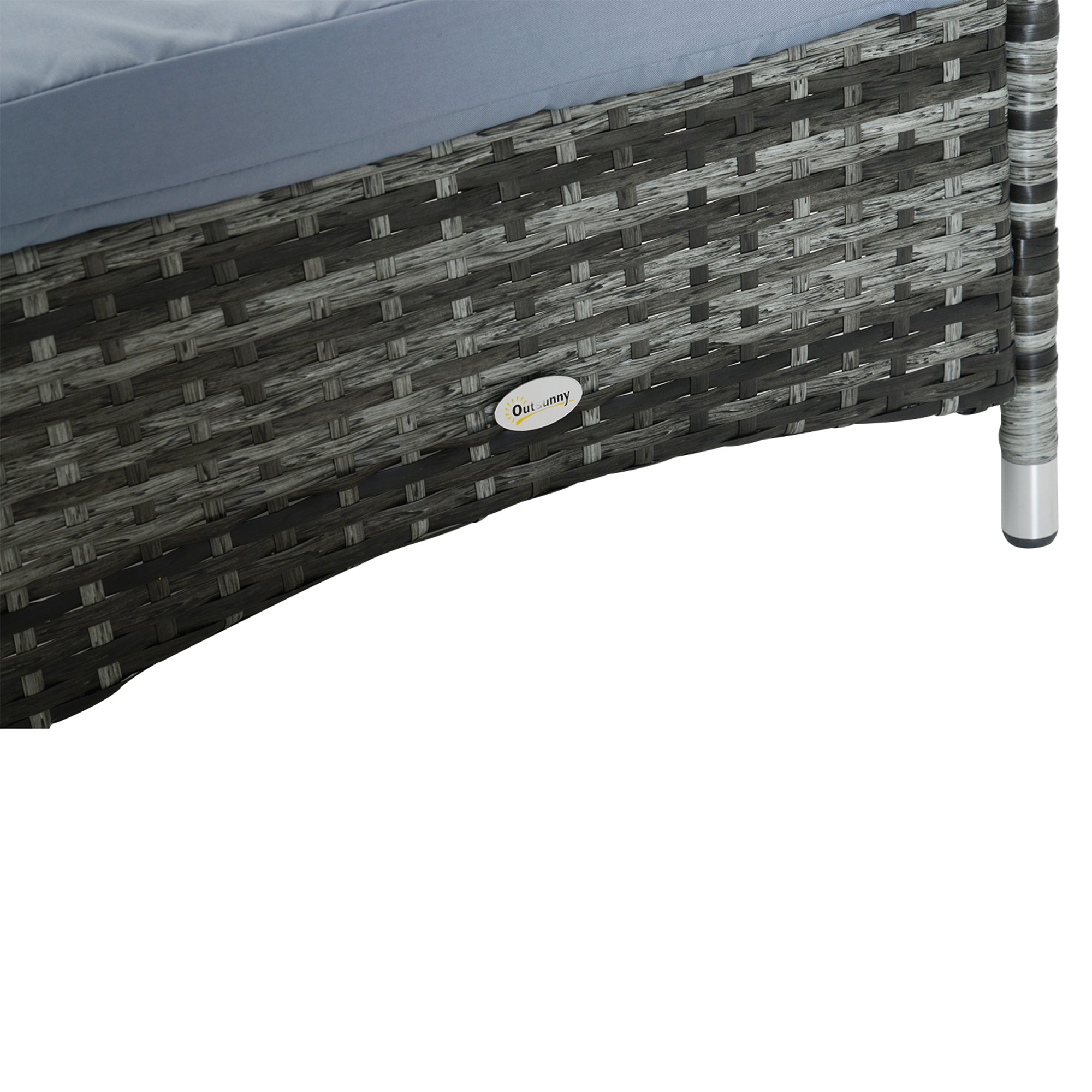 Outsunny 2PC Rattan Sun Lounger Recliner Bed Reclining Chair Patio Garden Outdoor Wicker Weave Adjustable Headrest with Fire Retardant Cushion – Grey - North Peak Garden Furniture