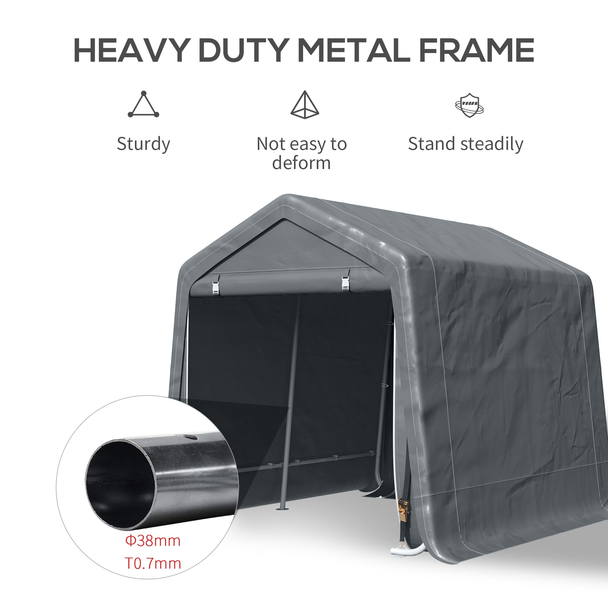 Outsunny 9 X 7.5ft Temporary Outdoor Equipment Shed - Dark Grey