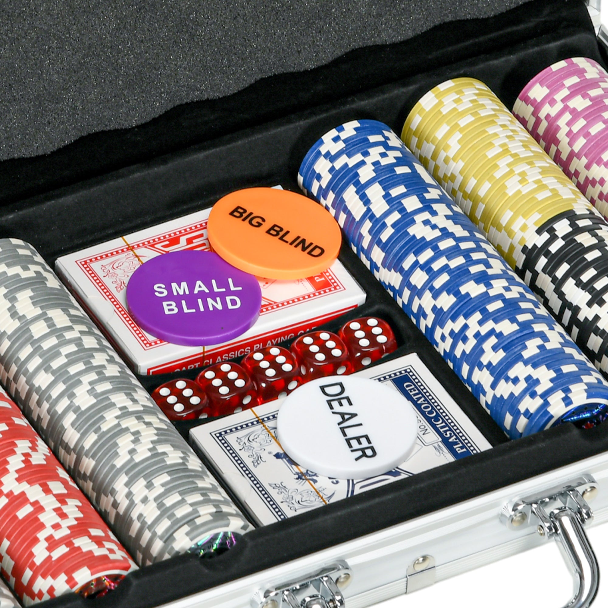 SPORTNOW 300-Piece Poker Chips Set, Poker Set with Mat, Chips, Two Card Decks, Dealer, Five Dices - North Peak Garden Furniture