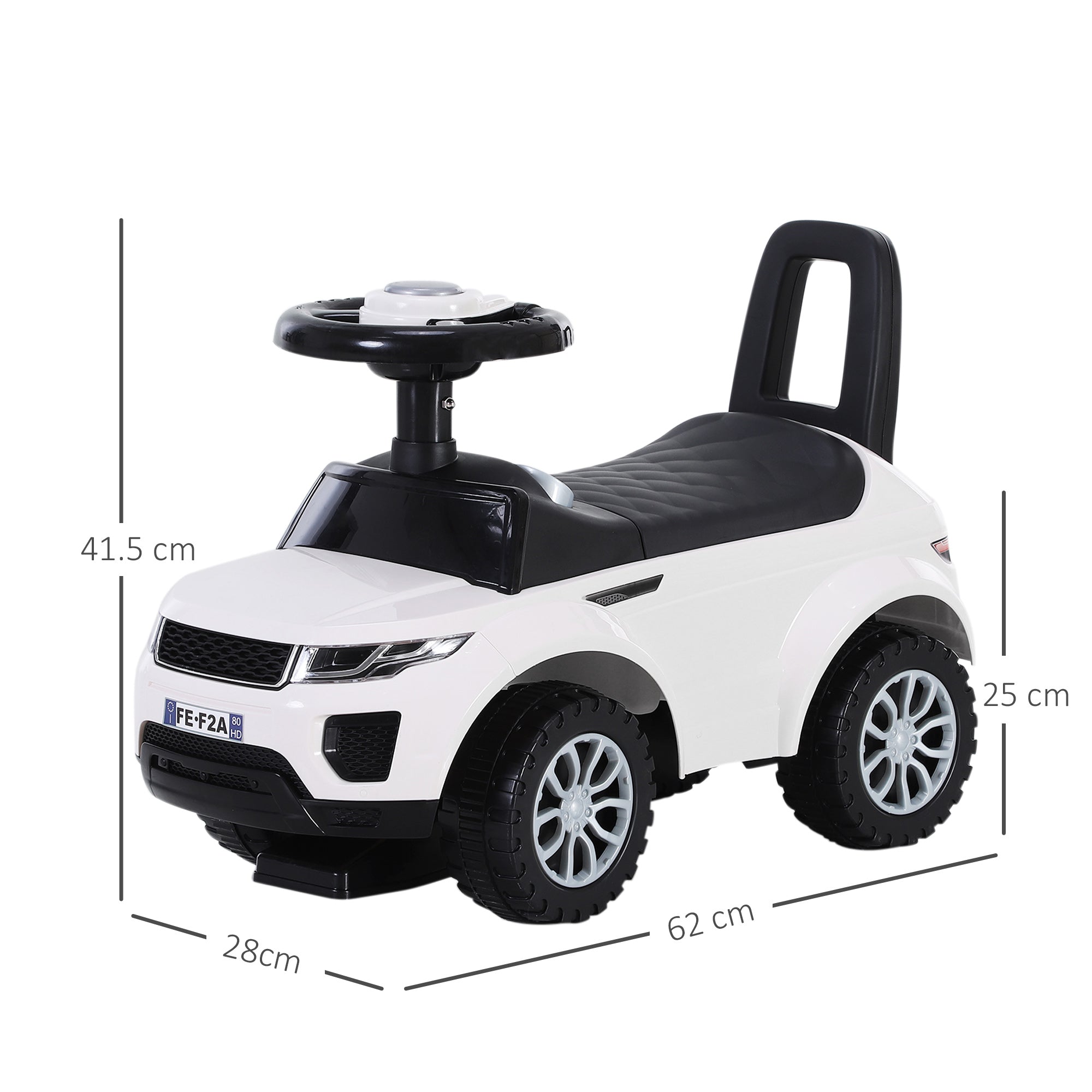 HOMCOM 3-in-1 Ride On Car Foot To Floor Slider Toddler w/ Horn Steering Wheel NO POWER Manual Under Seat Storage Safe Design for 1-3 Year Old White - North Peak Garden Furniture