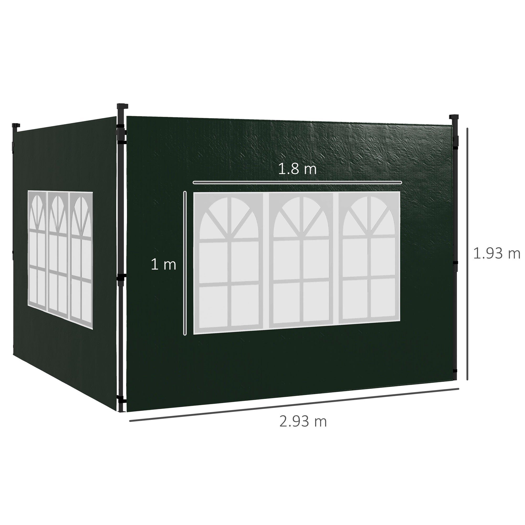 Outsunny Set of Two 3 x 3m Gazebo Frame Replacement Walls - Green - North Peak Garden Furniture