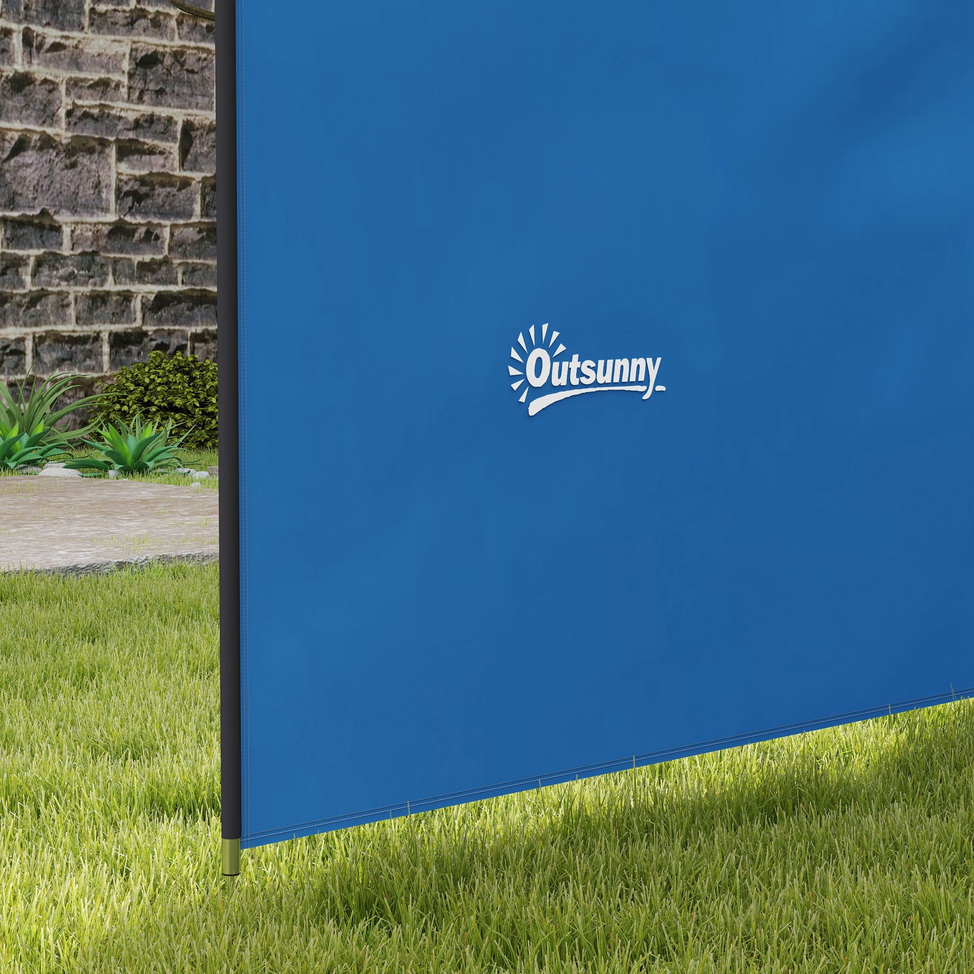 Outsunny 5 Pole Camping Windbreaks, Beach Wind Shield Shelter with Carry Bag and Steel Poles, Outdoor Caravan Privacy Shield, 540cm x 150cm, Blue - North Peak Garden Furniture