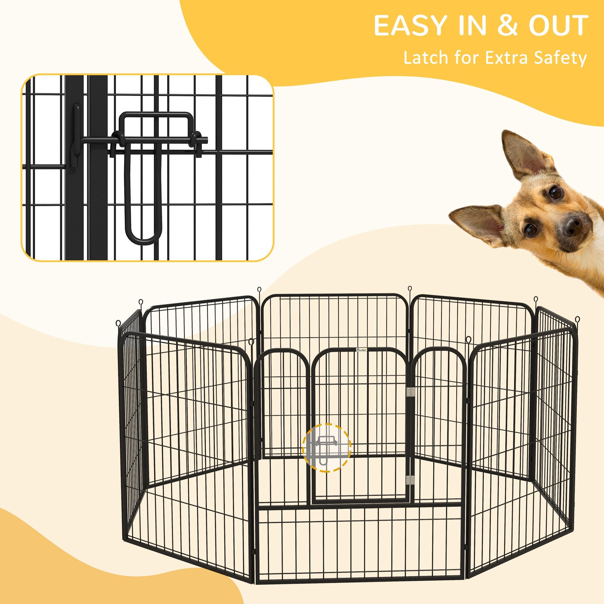 PawHut 8 Panels Heavy Duty Puppy Playpen, for Small and Medium Dogs, Indoor and Outdoor Use - Black