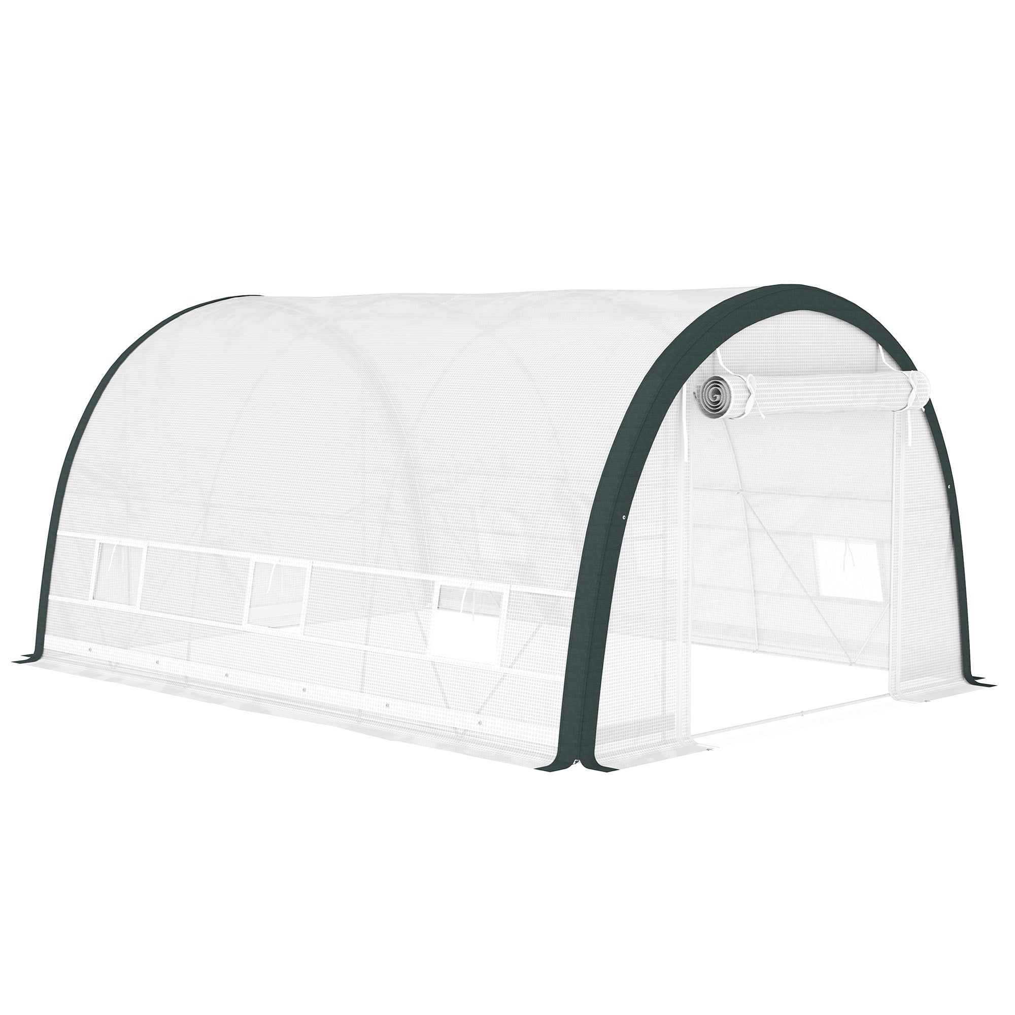Outsunny 4 x 3(m) Walk-In Tunnel Greenhouse, with Accessories - White - North Peak Garden Furniture