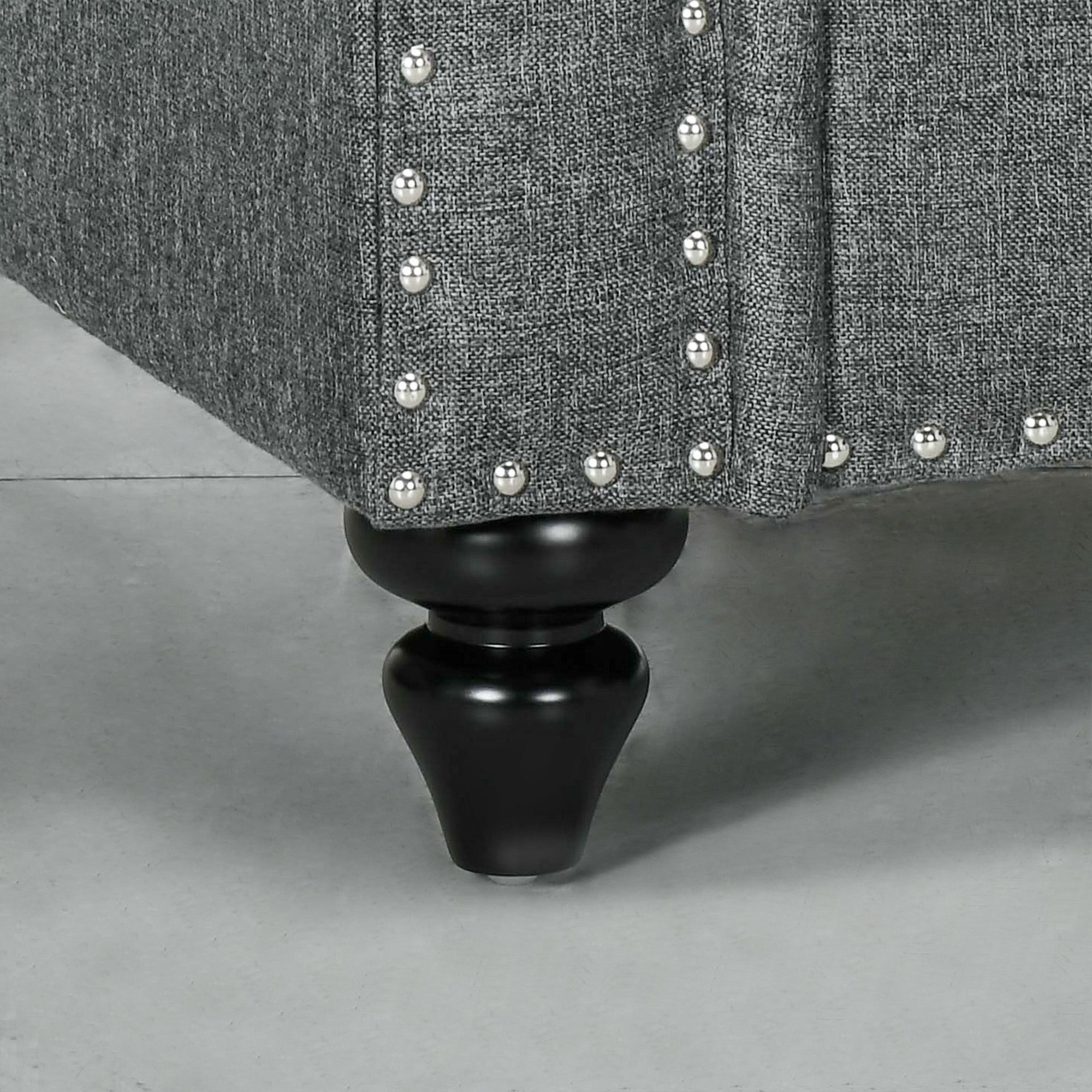 HOMCOM Mid-Century Armchair, with Pocket Springs - Charcoal Grey - North Peak Garden Furniture