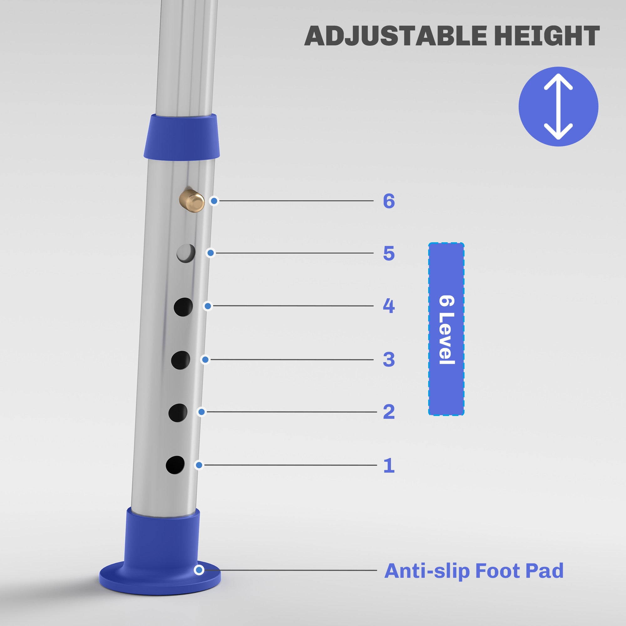 HOMCOM Shower Stool with Backrest, Height Adjustable Shower Chair with Anti-slip Foot Pads, Shower Head Holder, Blue