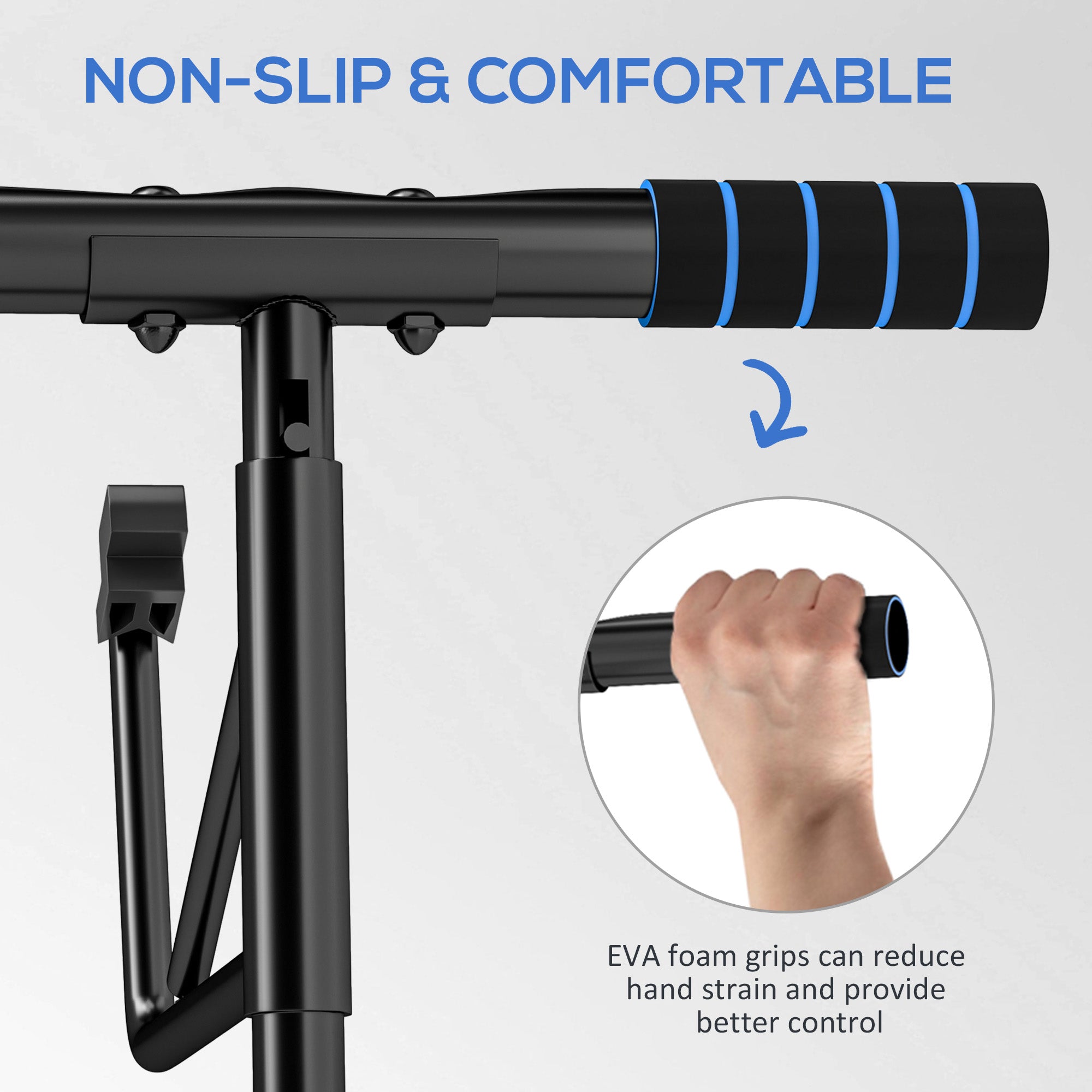 SPORTNOW Pull-Up Bar Doorway with Resistance Bands, No Drilling Chin-Up Bar Push Up Stand with Padded Handles for Home Gym Exercise - North Peak Garden Furniture