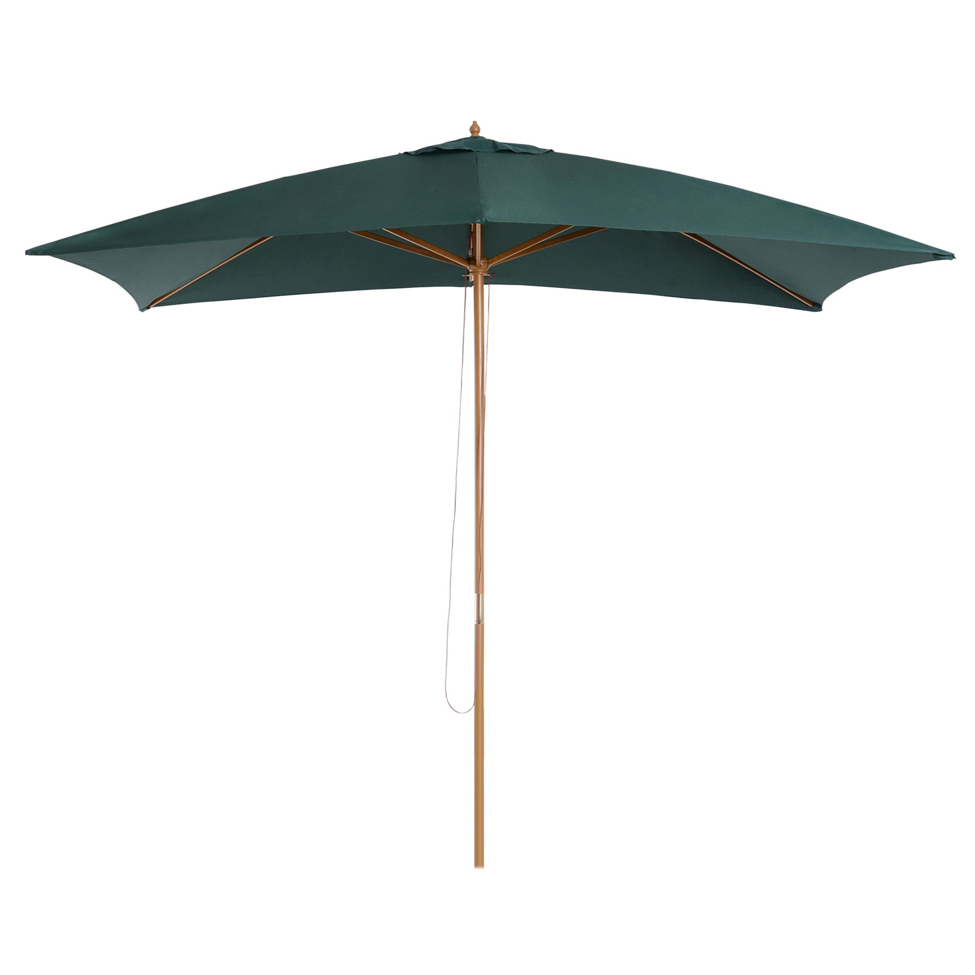 Outsunny 295L x 200W x 255Hcm Wooden Garden Patio Parasol Umbrella-Dark Green