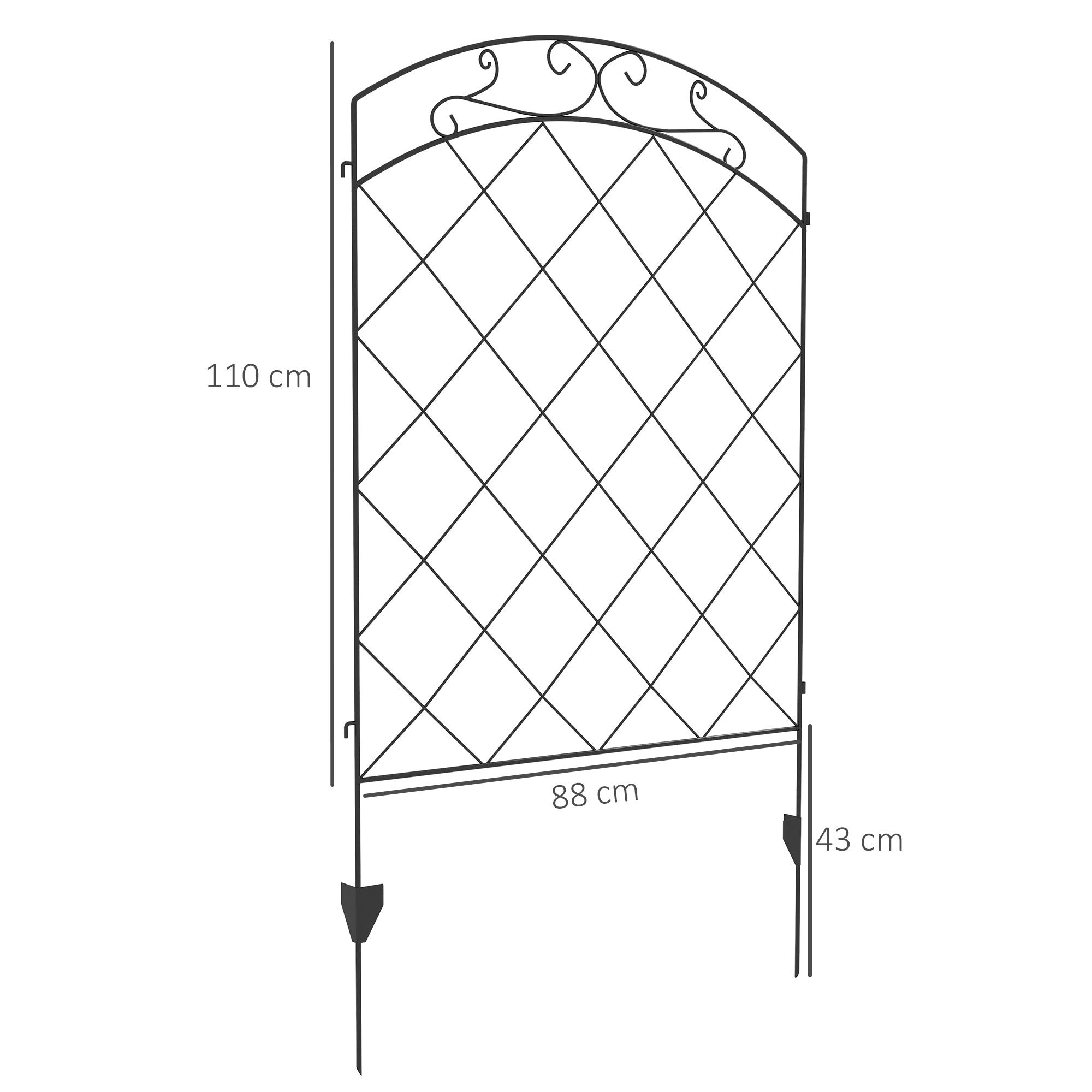 Outsunny Decorative Garden Fencing, 43in x 11.4ft Outdoor Picket Fence Panels, 8PCs Rustproof Steel Wire Landscape Flower Bed Border Edging Animal Barrier, Swirls