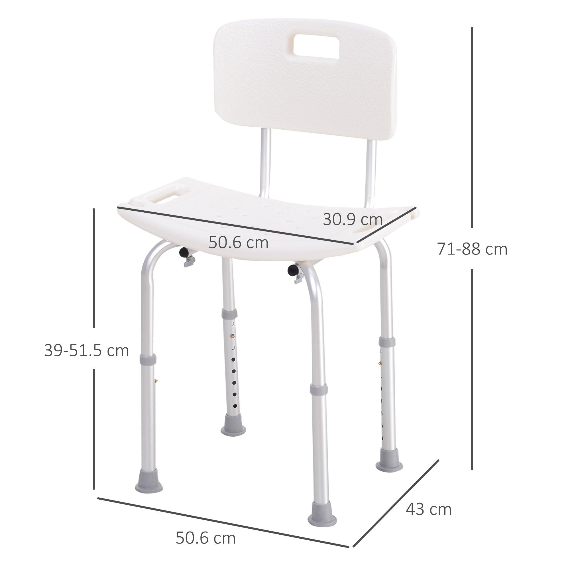 HOMCOM Bath Chair Shower Stool Safety Seat Bathroom Adjustable Positions Elderly Aids - North Peak Garden Furniture