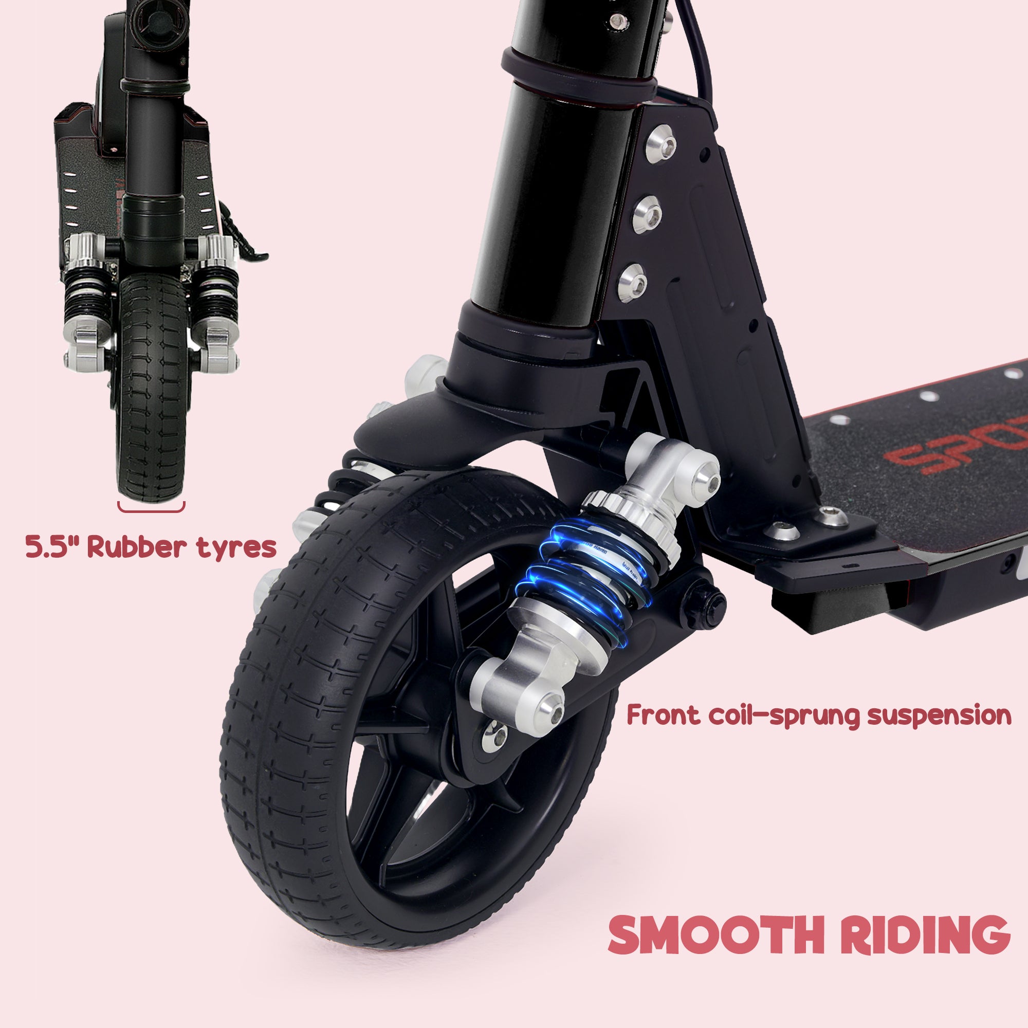 SPORTNOW Folding Electric Scooter for Kids Age 6-14 with Dual Brakes, Front Suspension, LED Colourful Lights and Display, 6.8kg Lightweight Aluminium E Scooter, Up to 14 KM/H & 6 KM, Black - North Peak Garden Furniture