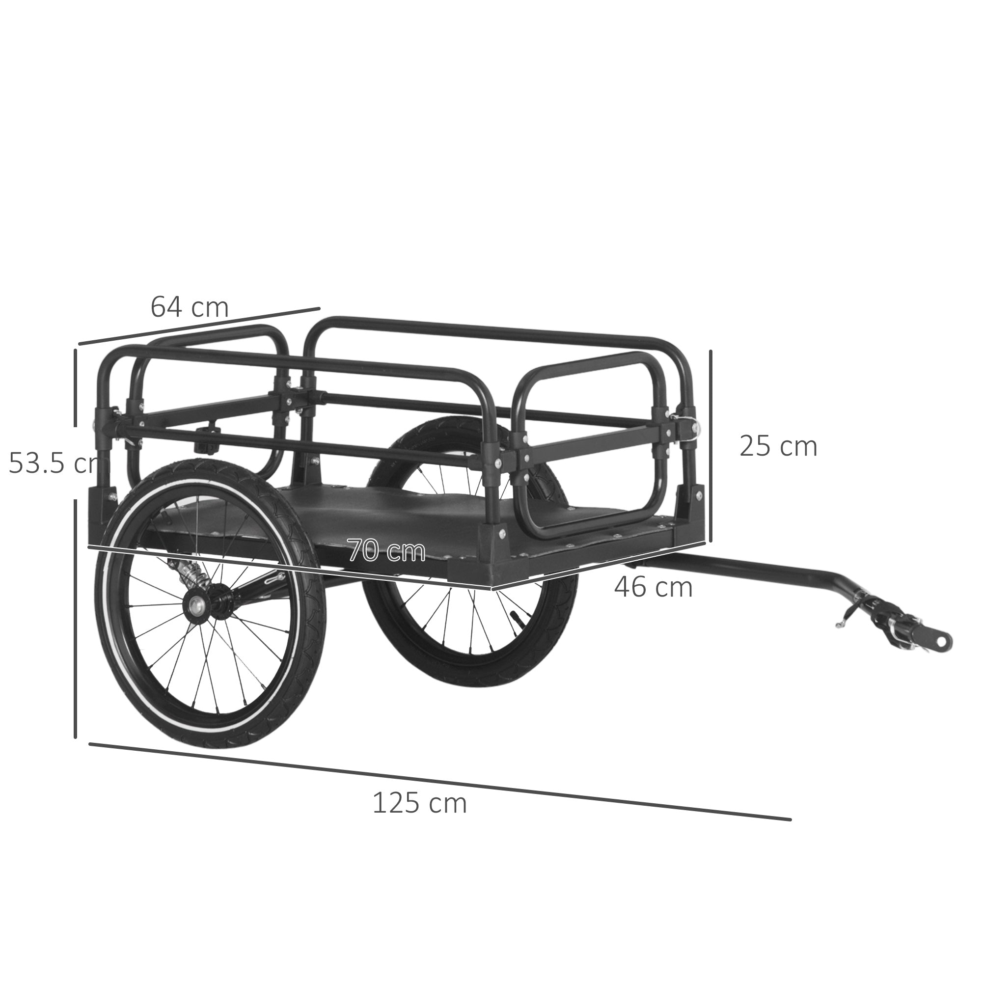 HOMCOM Steel Bike Trailer with Triple Safety, Wagon Bicycle Trailer with Suspension, 2 Wheels Outdoor Storage Carrier, Black - North Peak Garden Furniture
