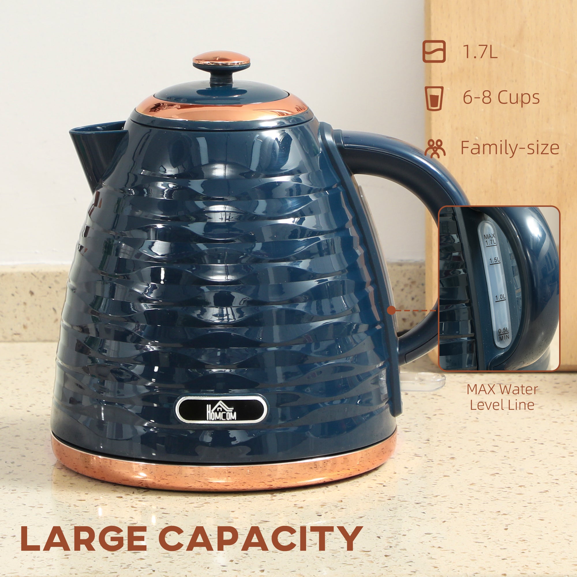 HOMCOM 3kW Rapid Boil Honeycomb Kettle - Dark Blue