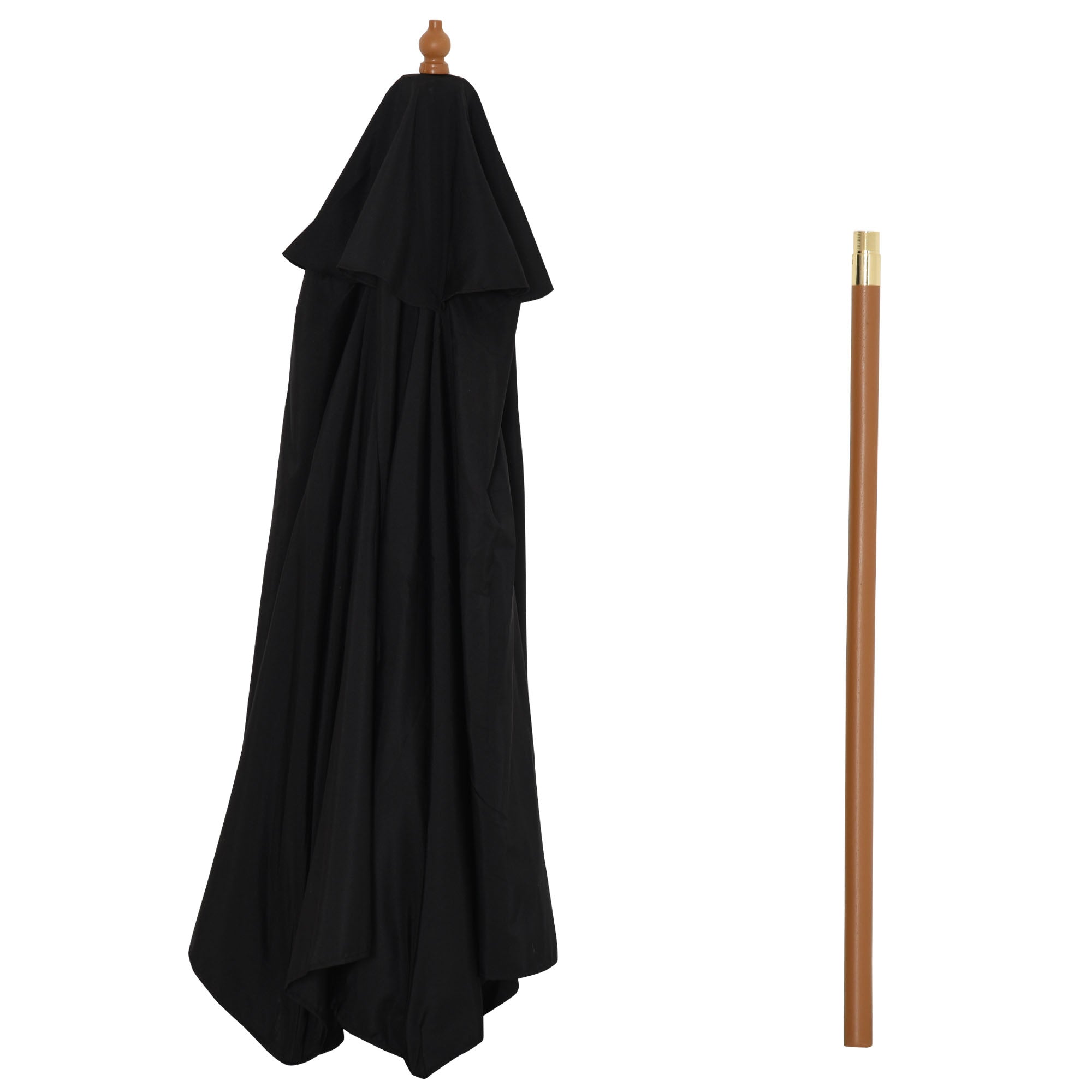 Outsunny 2.5m Wood Garden Parasol Sun Shade Patio Outdoor Wooden Umbrella Canopy Black - North Peak Garden Furniture