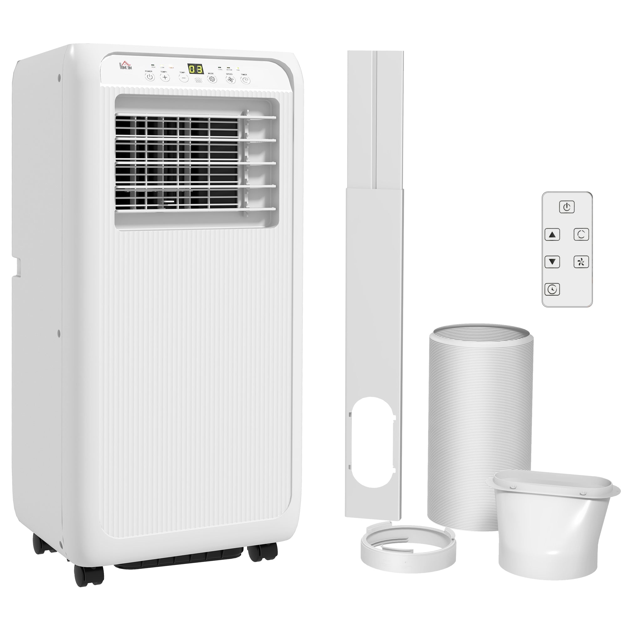 HOMCOM 9,000 BTU Mobile Air Conditioner for Room up to 20m², with Dehumidifier, 24H Timer, Wheels, Window Mount Kit