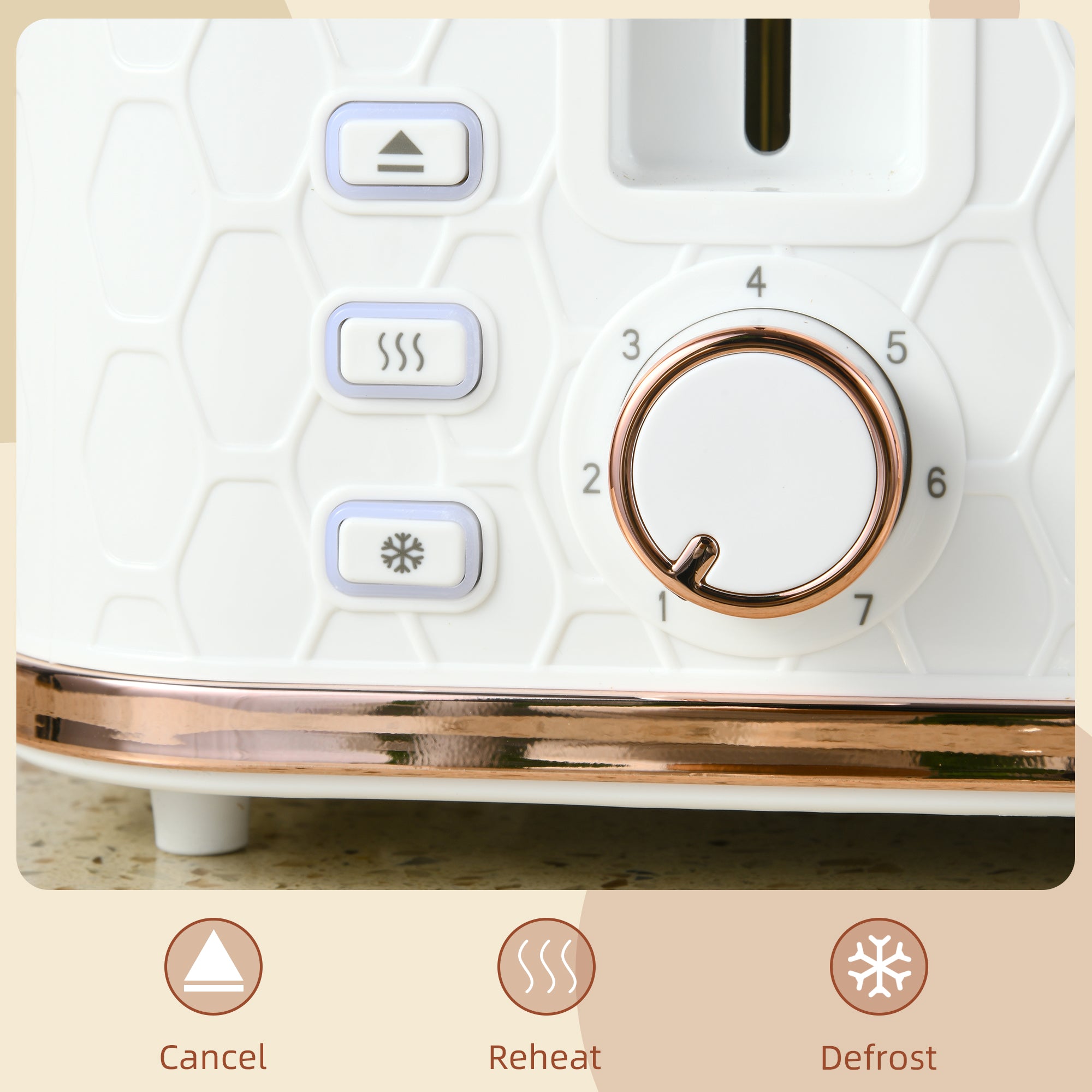 HOMCOM Four-Slice Honeycomb Toaster - White - North Peak Garden Furniture