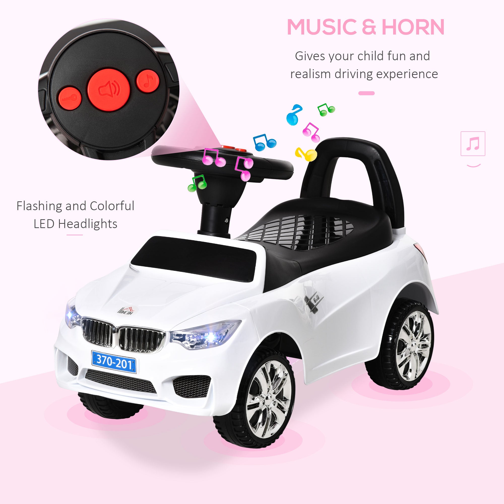 HOMCOM Ride on Car Baby Toddler Walker Foot to Floor Sliding Car Slider White - North Peak Garden Furniture