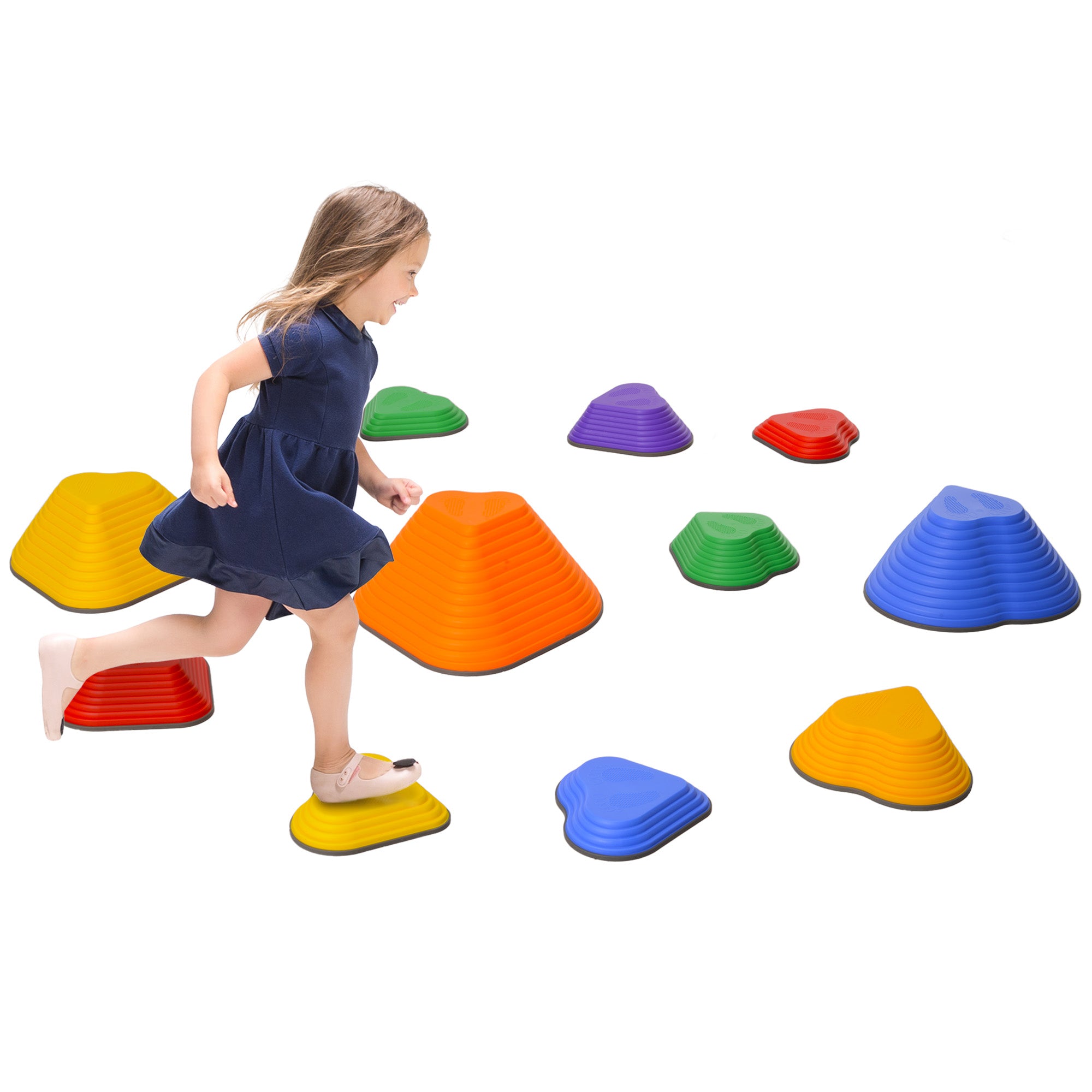AIYAPLAY 11-Piece Heart-Shaped Kids Balance Stepping Stones and Motor Skills, Multicoloured - North Peak Garden Furniture