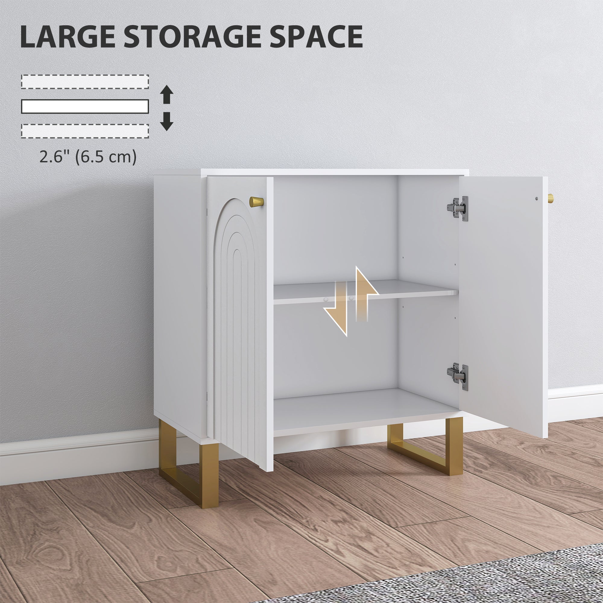 HOMCOM 2-Door Sideboard Storage Cabinet - White - North Peak Garden Furniture