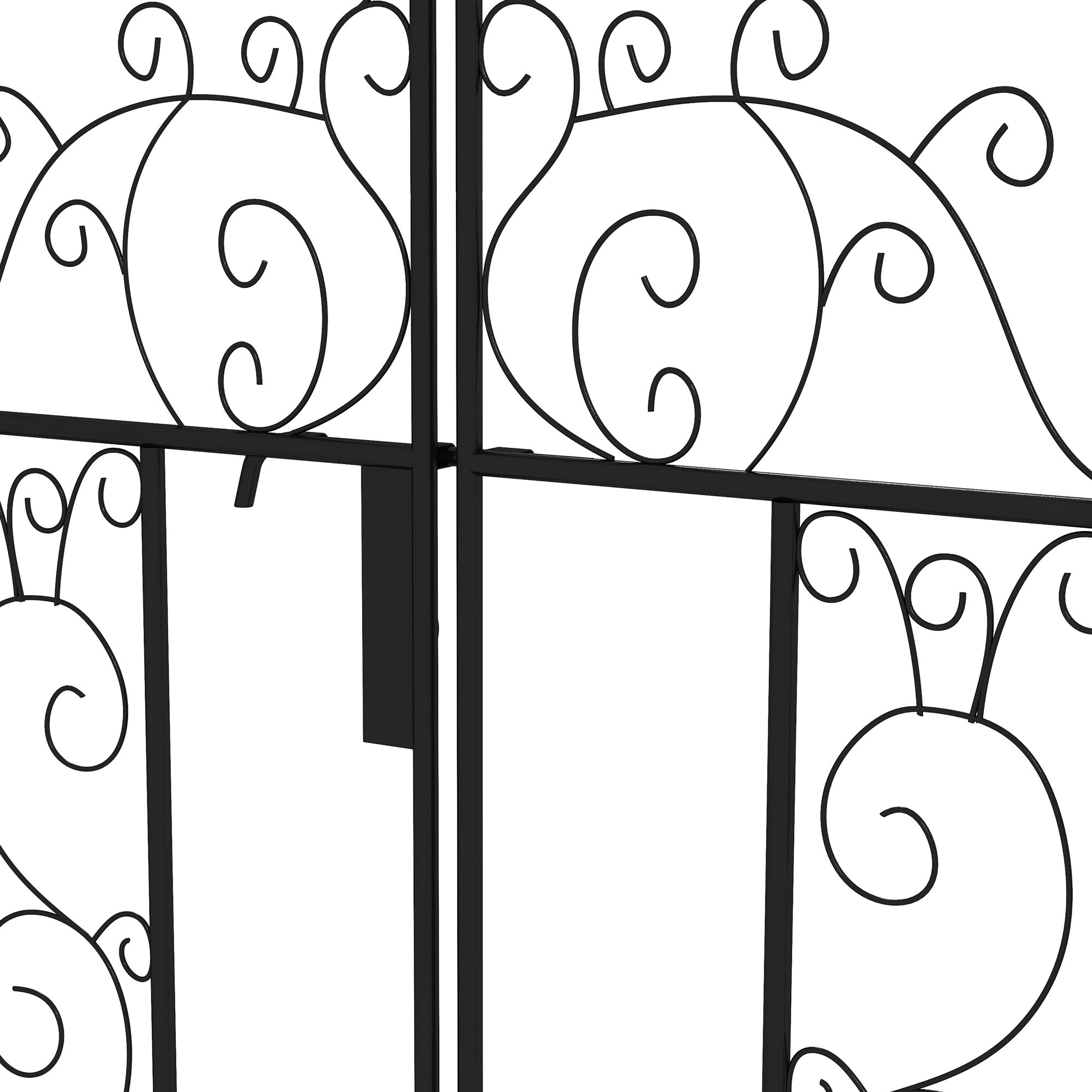 Outsunny Outdoor Garden Arch with Double Gates, Metal Garden Arbor for Climbing Plants, Roses, Vines, Wedding Arch for Outdoor, 125L x 38W x 227H cm, Black - North Peak Garden Furniture