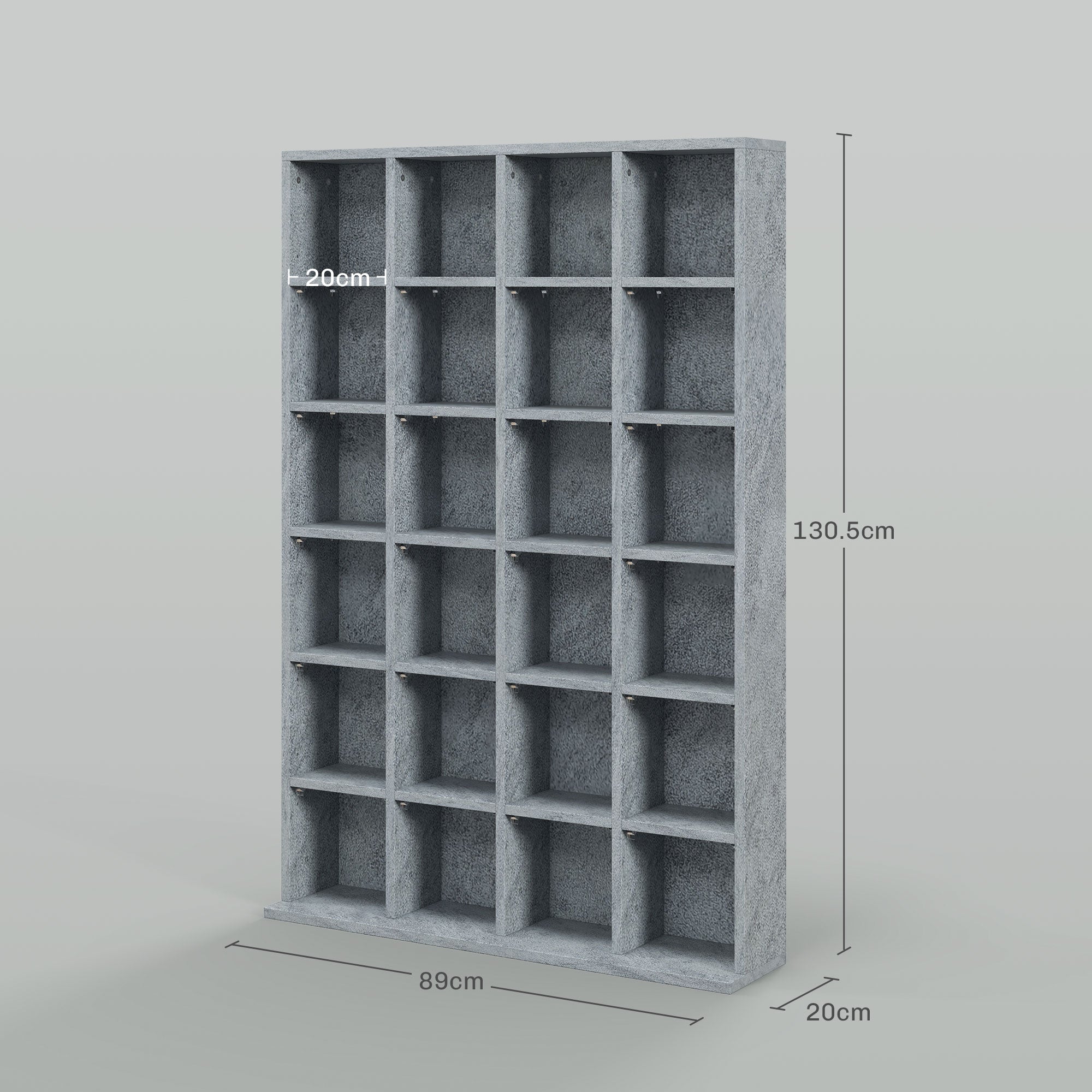 HOMCOM CD Storage Unit with Adjustable Shelves, 89 x 130.5 cm, Cement Grey - North Peak Garden Furniture