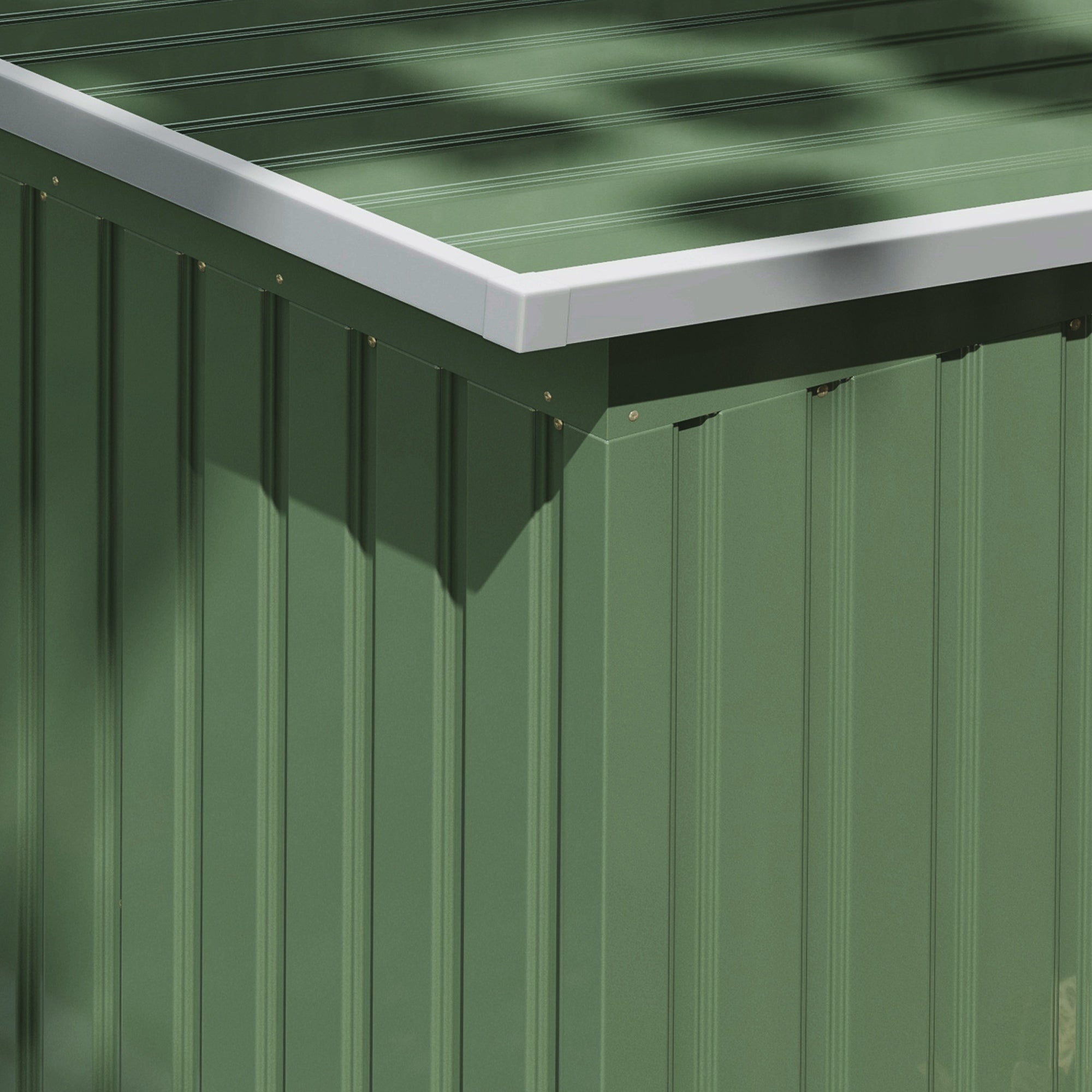 Outsunny 9ft x 4ft Metal Garden Shed, Outdoor Tool House with Foundation Kit, Ventilations and Double Doors, Light Green - North Peak Garden Furniture
