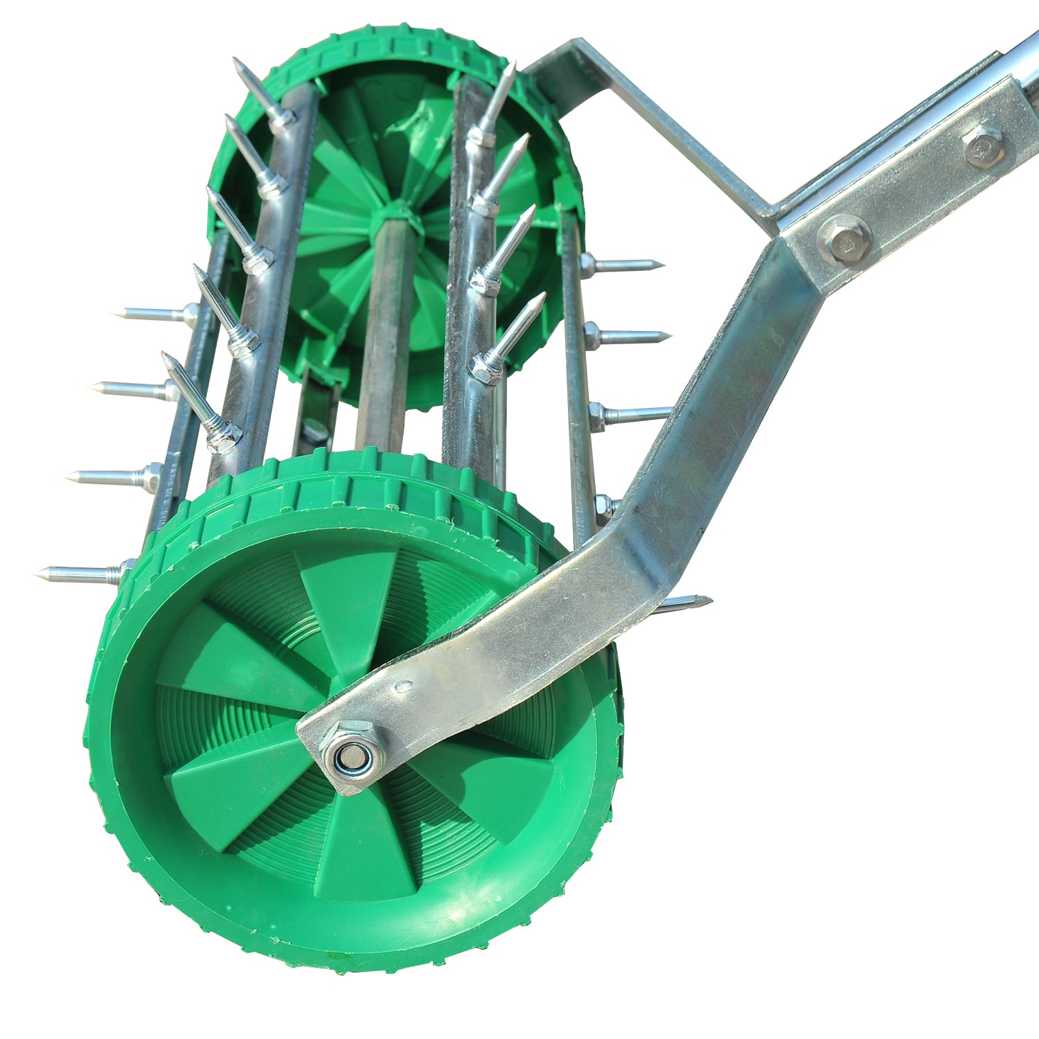 Outsunny Garden Rolling Lawn Aerator Heavy Duty Steel Grass Roller w/ Adjustable Handle - North Peak Garden Furniture