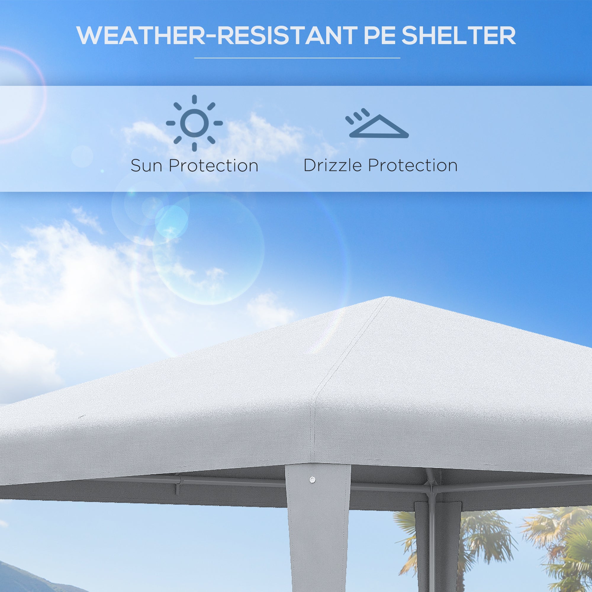 Outsunny 2.7m x 2.7m Garden Gazebo Marquee Party Tent Wedding Canopy Outdoor(White) - North Peak Garden Furniture