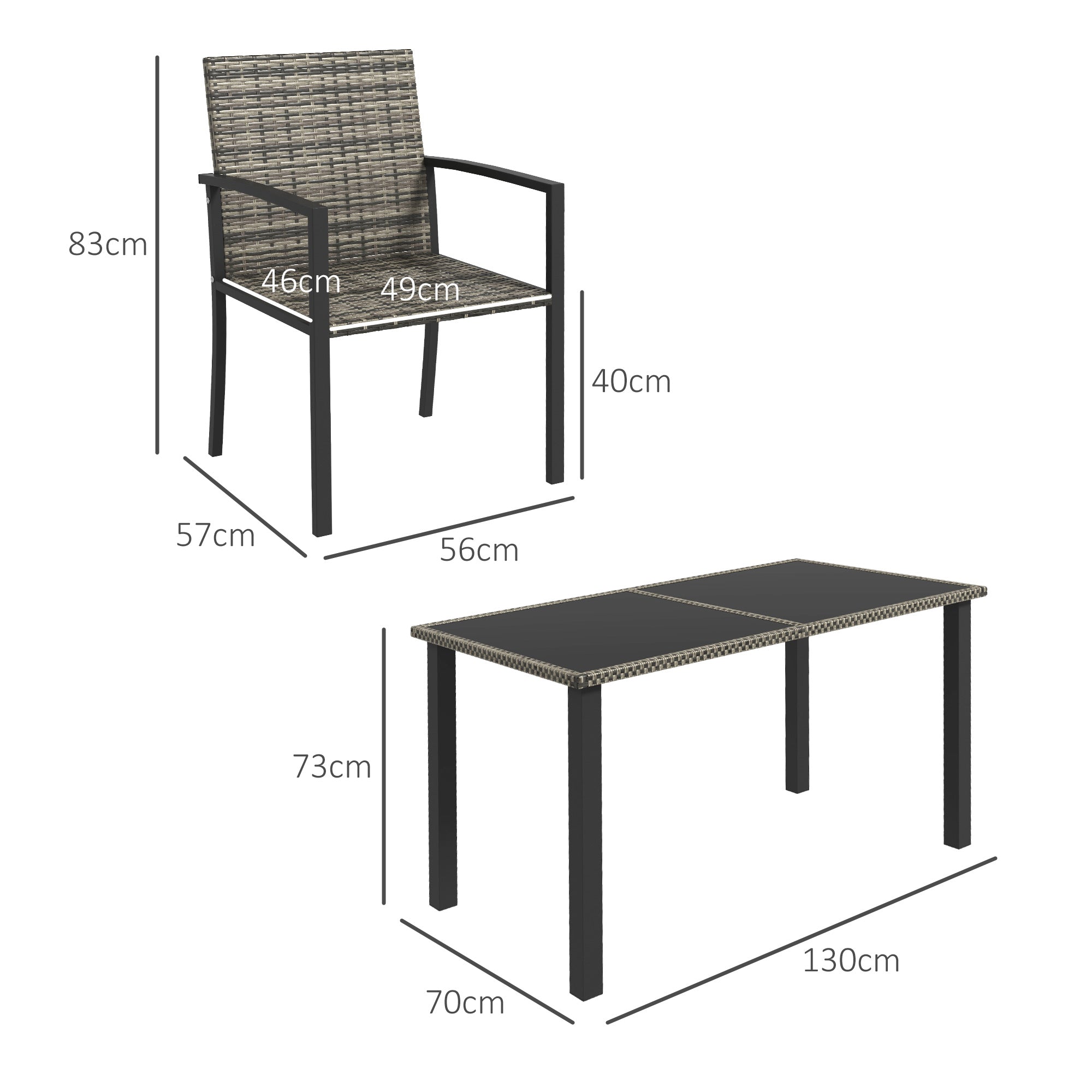 Outsunny 6 Pieces Garden Dining Set, 4 Seater Rattan Dining Set Outdoor with Umbrella, Cushions, Tempered Glass Top Table | Aosom UK