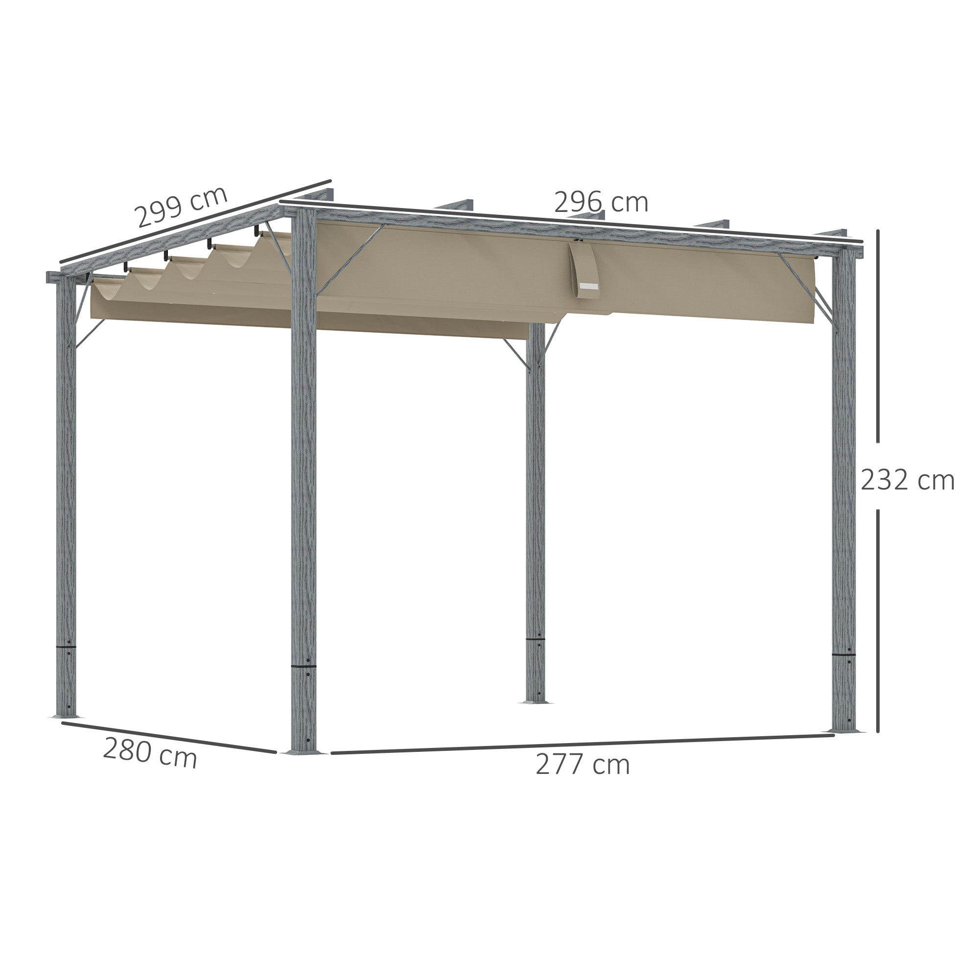 Outsunny 3 x 3 m Retractable Roof Pergola - Grey - North Peak Garden Furniture